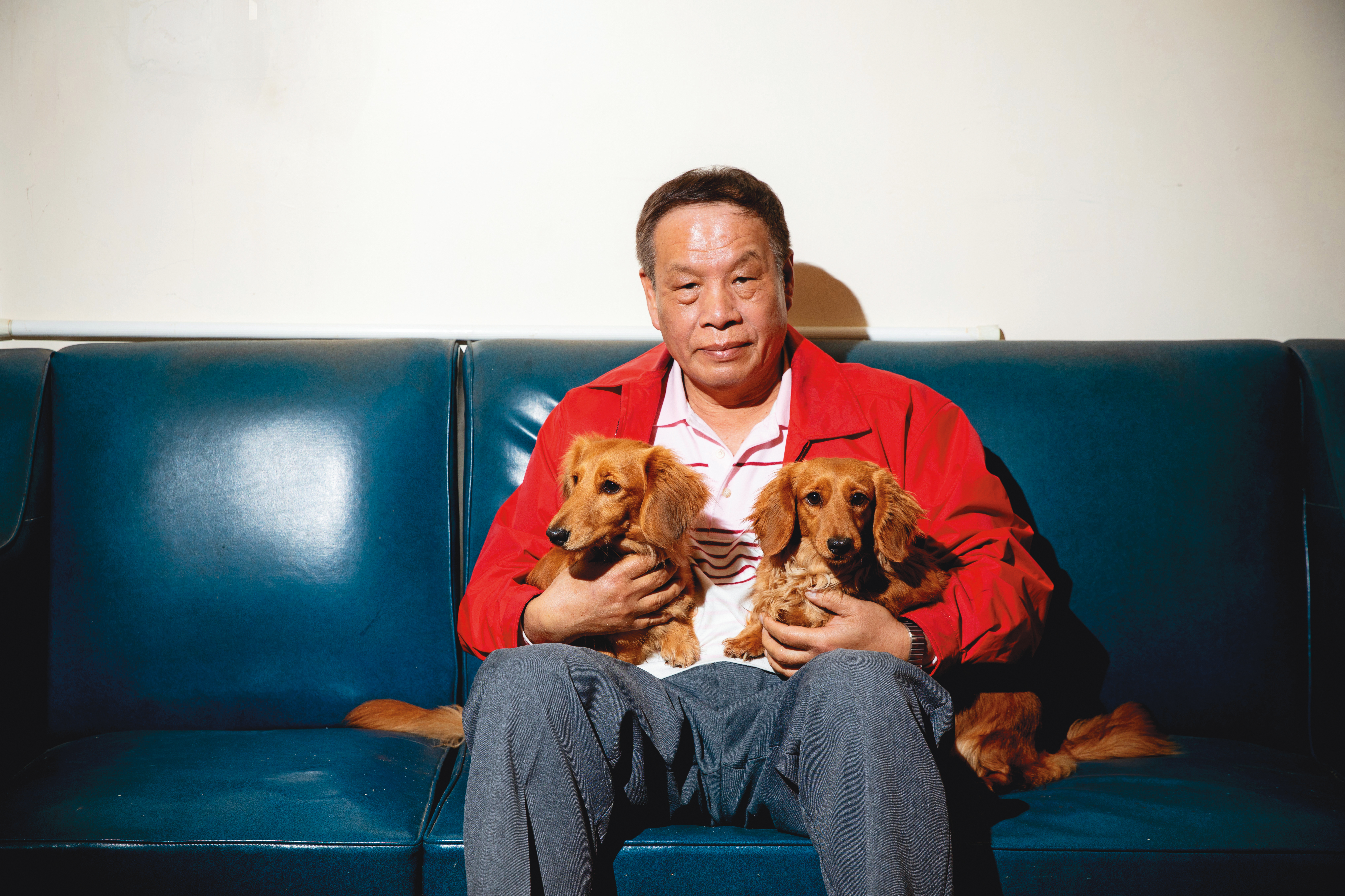 陳裔浴說自己從來不養狗。女兒入監後，請他代養2隻狗，如今非常有感情，他說：「牠們是我女兒的性命，也是我的心肝寶貝，看到狗，就會想到女兒。」