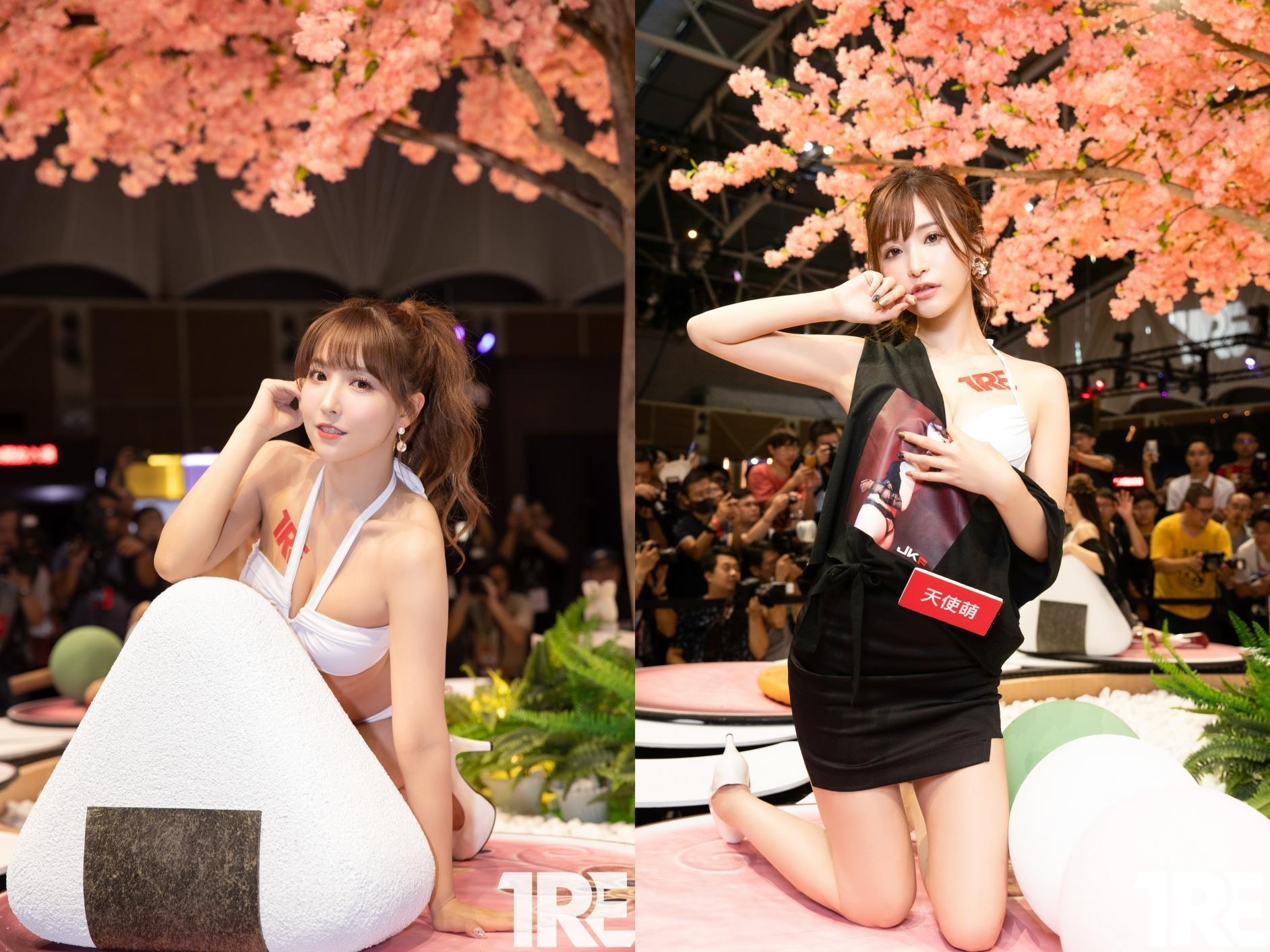 三上悠亞(左)與天使萌曾出席TRE台北國際成人展,吸引許多粉絲。(JKF提供)