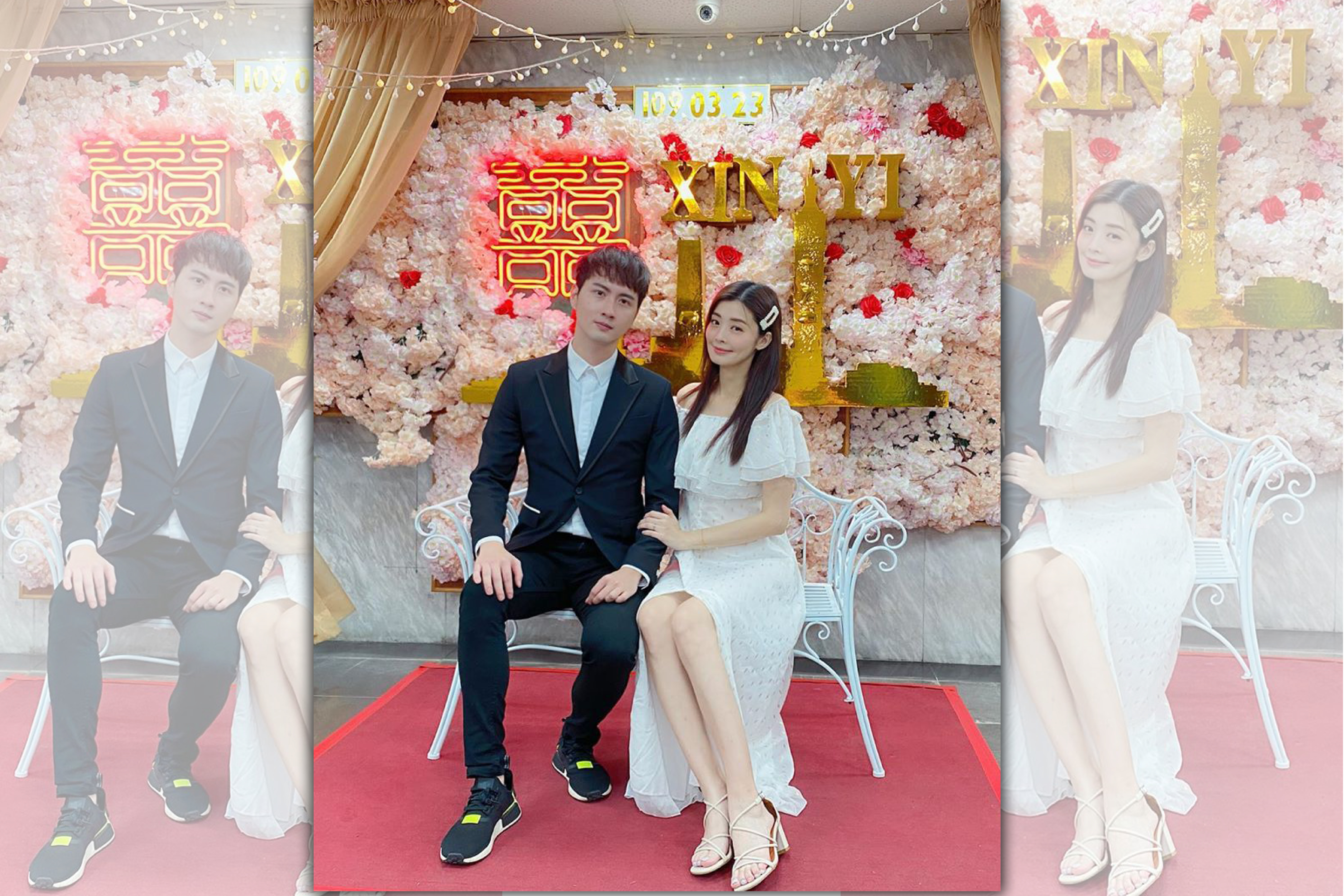 夏如芝和張捷在戶政事務所拍攝結婚登記照。（翻攝自張捷IG）