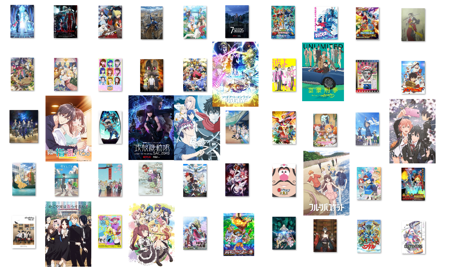 今年的春季新番共有 50 多部。