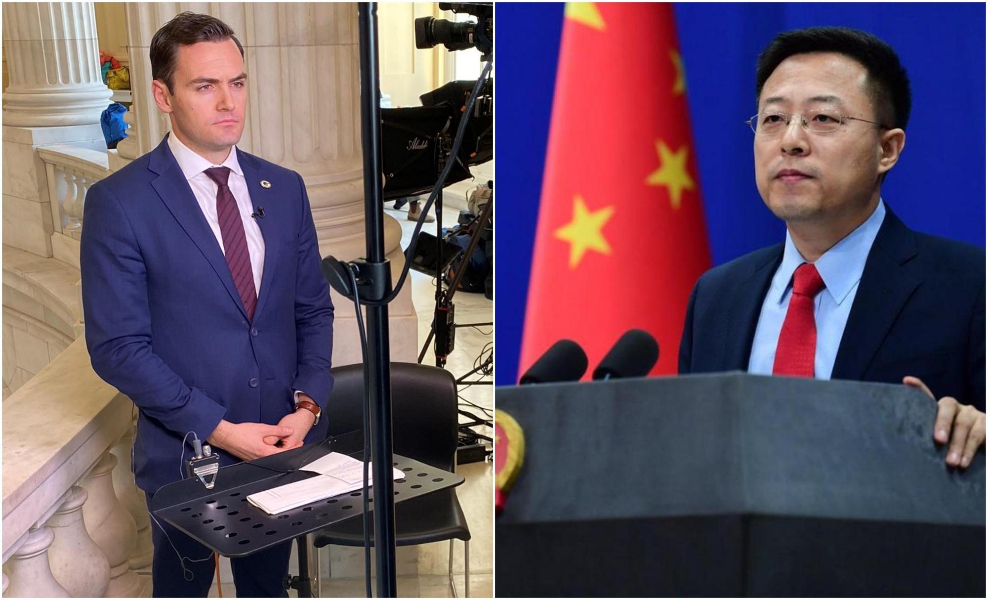美參議員麥可加拉格(左)要求關閉中國官員如發言人趙立堅(右)的推特帳號。(翻攝自推特)