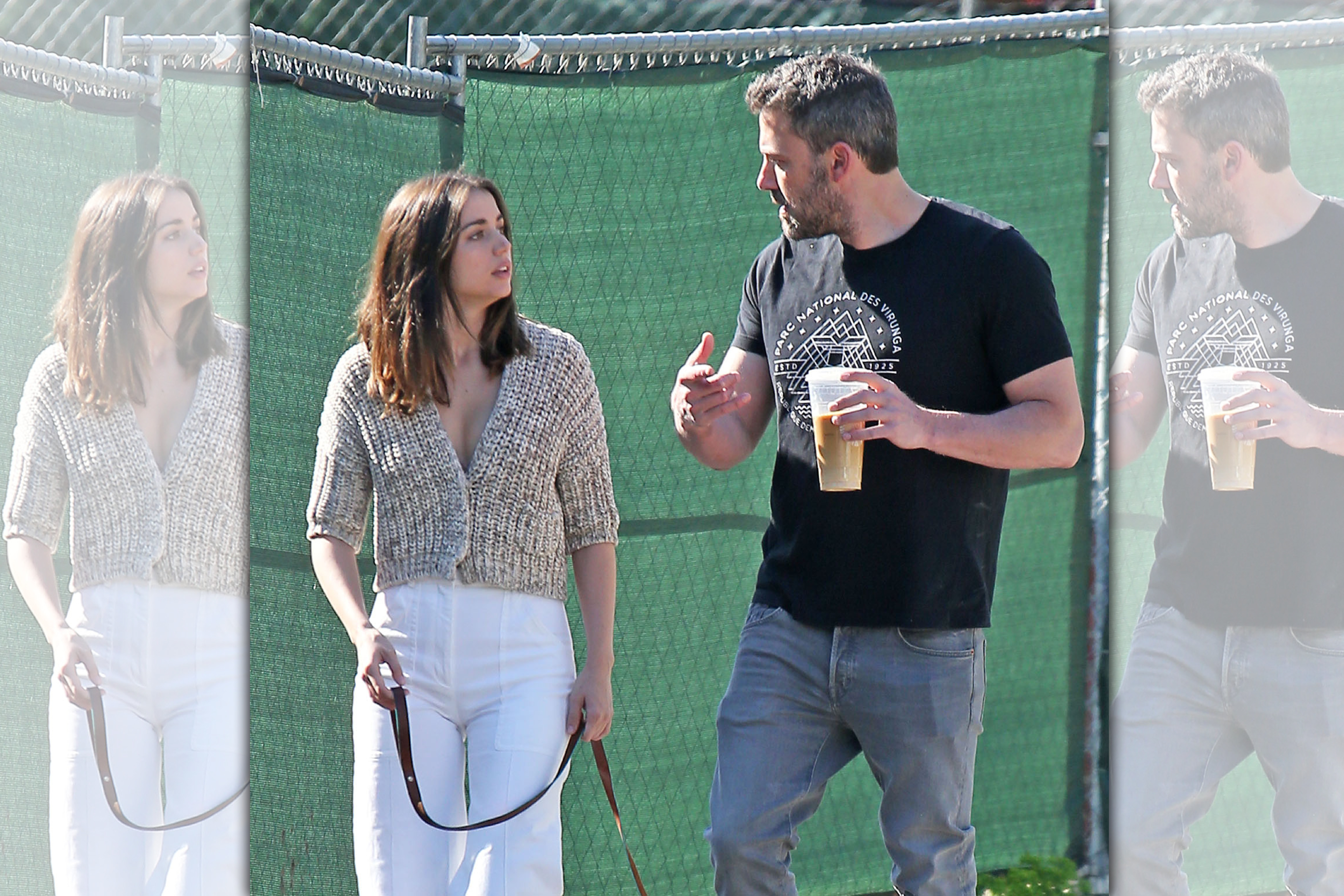 班艾佛列克（右）與安娜德哈瑪斯（左）交往進度神速，從古巴度假回到美國後，就一直被目擊出雙入對。（東方IC）