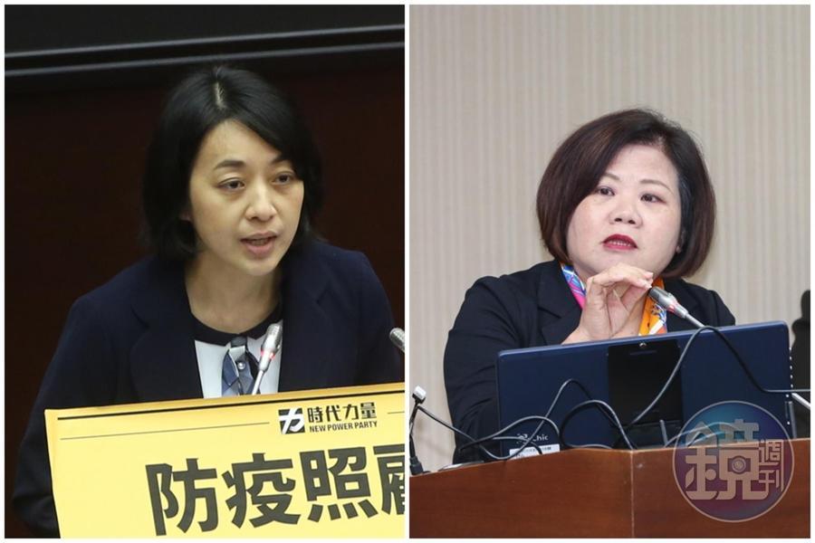 時代力量立委王婉諭(左圖)質疑紓困振興方案鬆綁一例一休及工時,勞動部長許銘春(右圖)做出回應。(本刊資料照)
