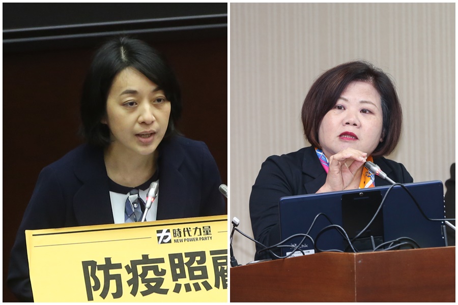 時代力量立委王婉諭（左圖）質疑紓困振興方案鬆綁一例一休及工時，勞動部長許銘春（右圖）做出回應。（本刊資料照）