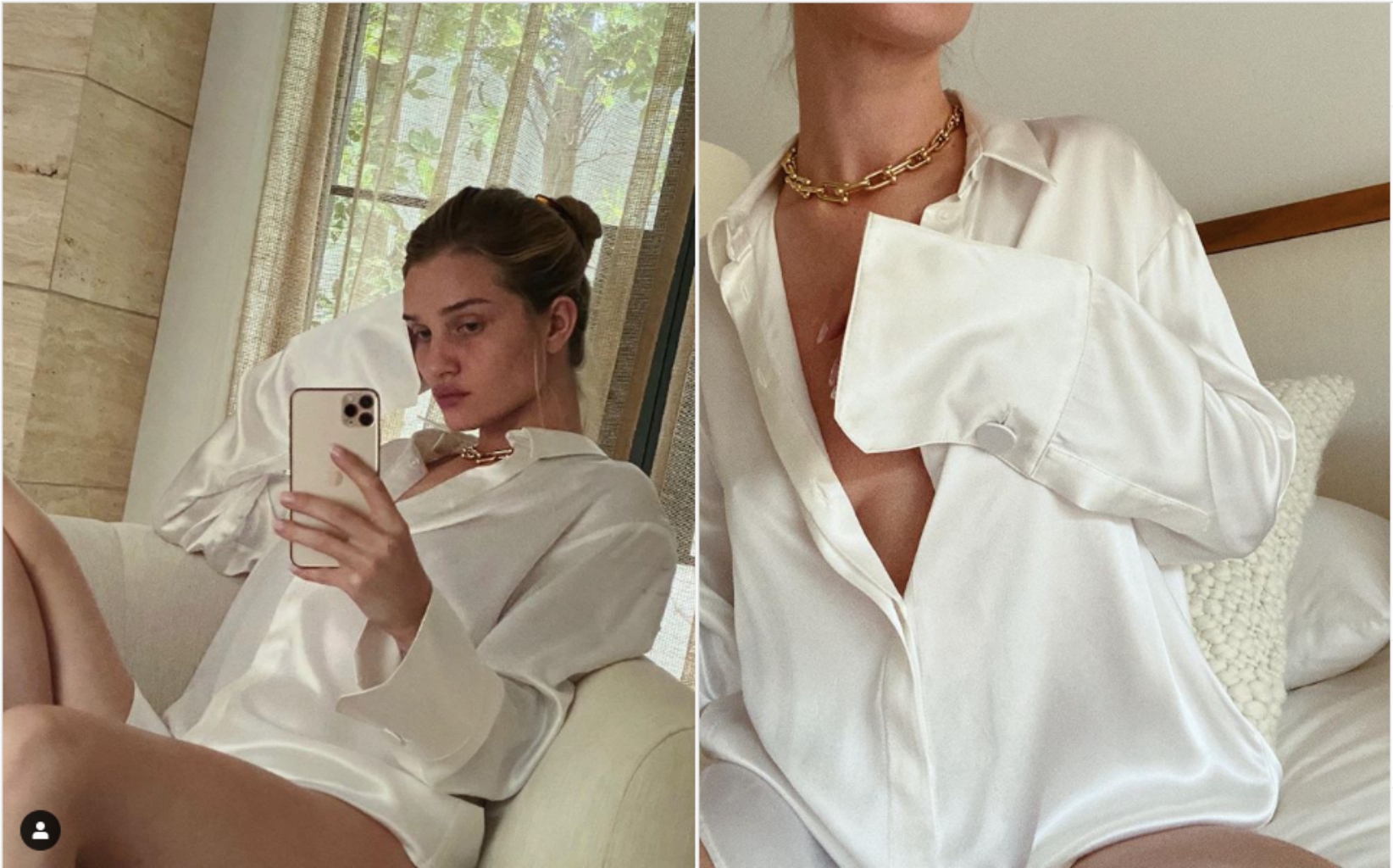 生了小孩、32歲的蘿西杭亭頓懷特莉，在家沒化妝還是一樣辣翻天。（翻攝自Rosie Huntington-Whiteley官方Instagram）