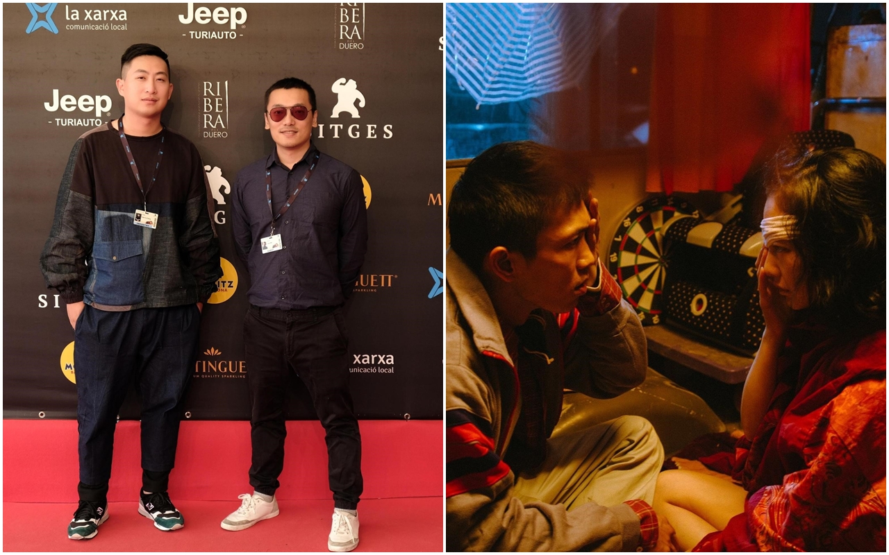 馬毓廷（左2）、張辰漁（左1）去年以電影輔導金短片《暗之光》，入圍西班牙錫切斯奇幻影展New Visions 競賽單元前10名。（世界柔軟提供）