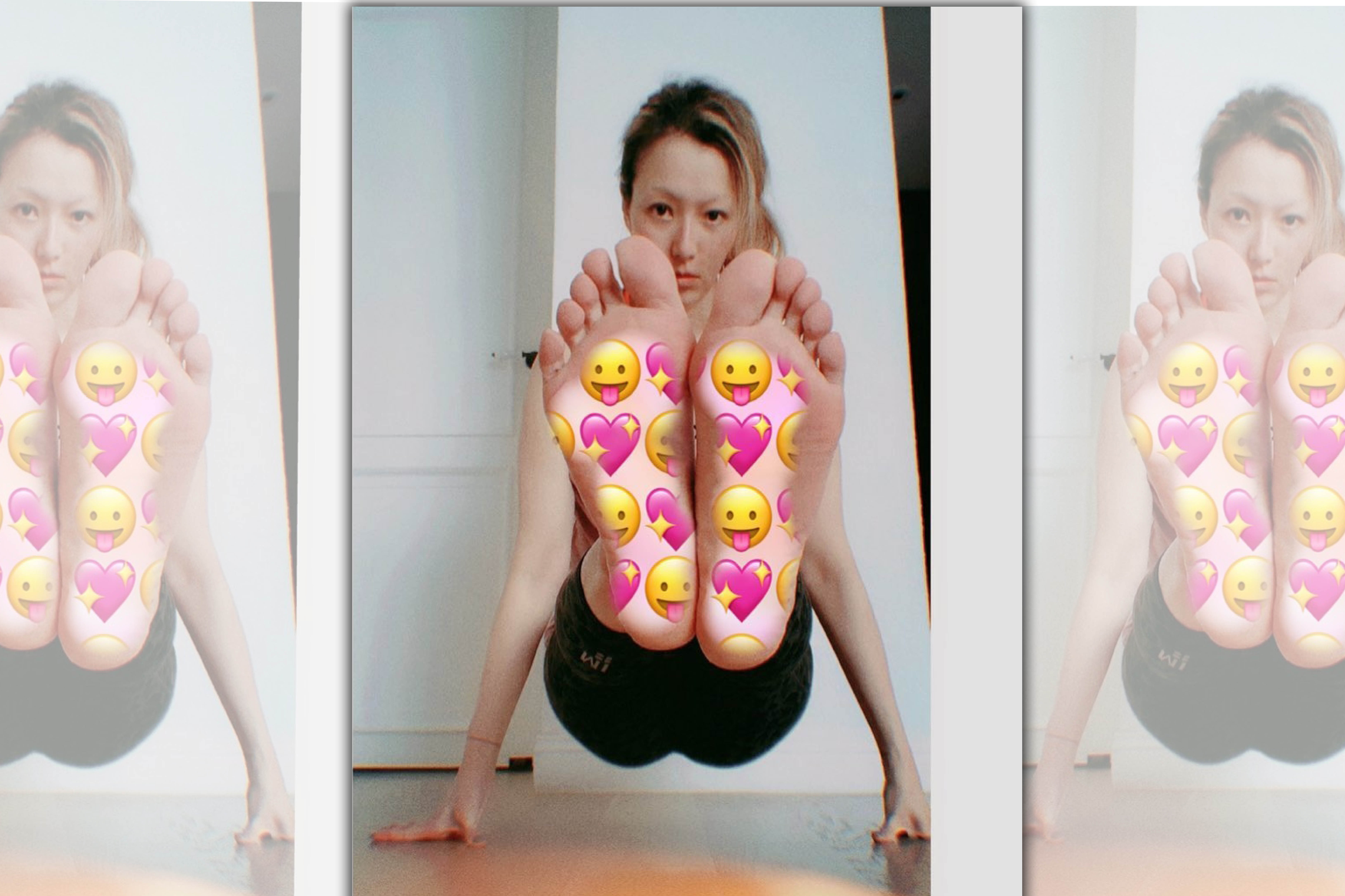 鄭秀文清晨5點發IG動態，不睡覺還狂健身，但這嚇壞粉絲的超高難度動作她還嫌「動作不標準」。（翻攝自鄭秀文IG）