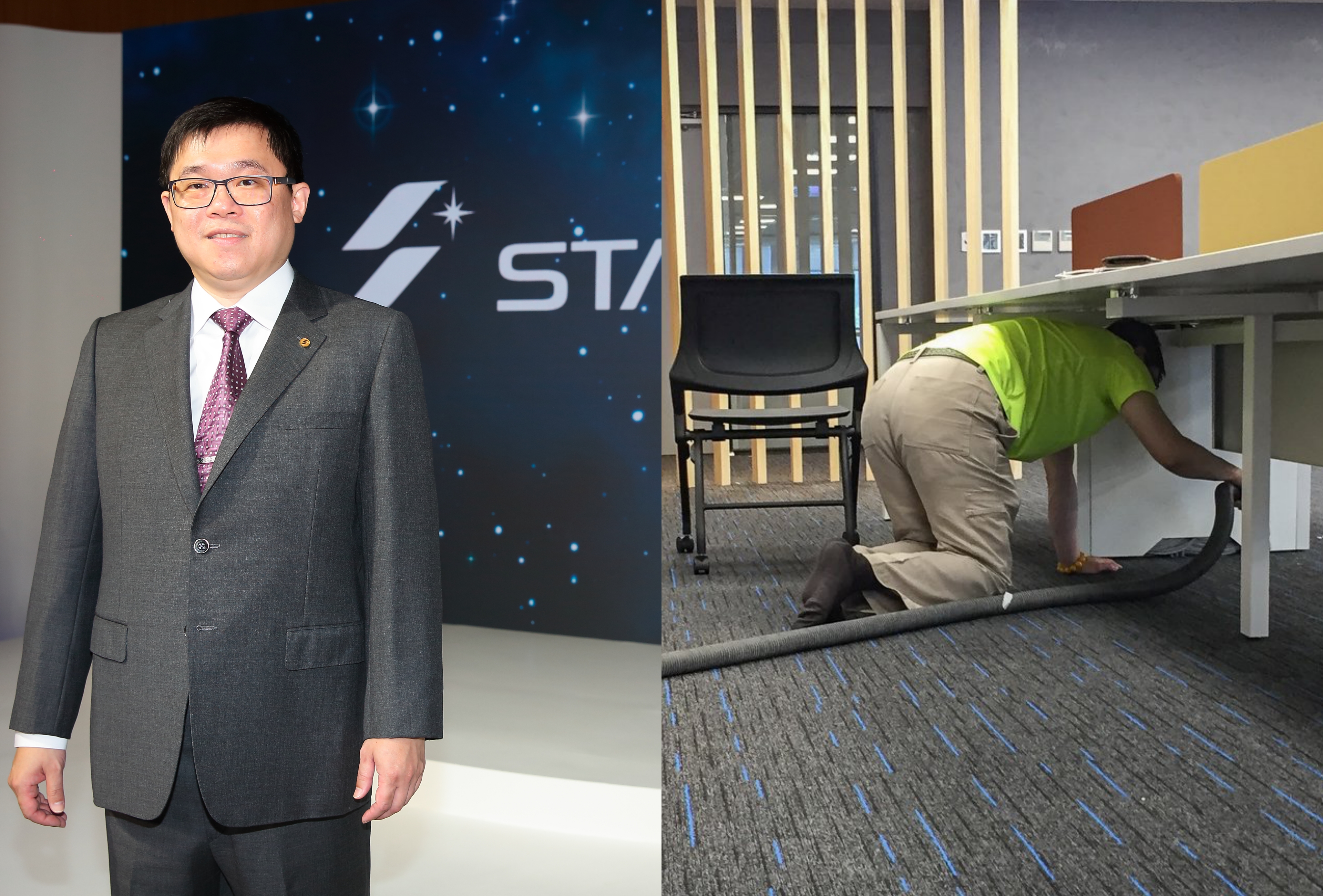 星宇小編今在臉書出賣老闆張國煒，說他忙著當「吸塵男孩」。（翻攝自星宇航空臉書、本刊資料照）