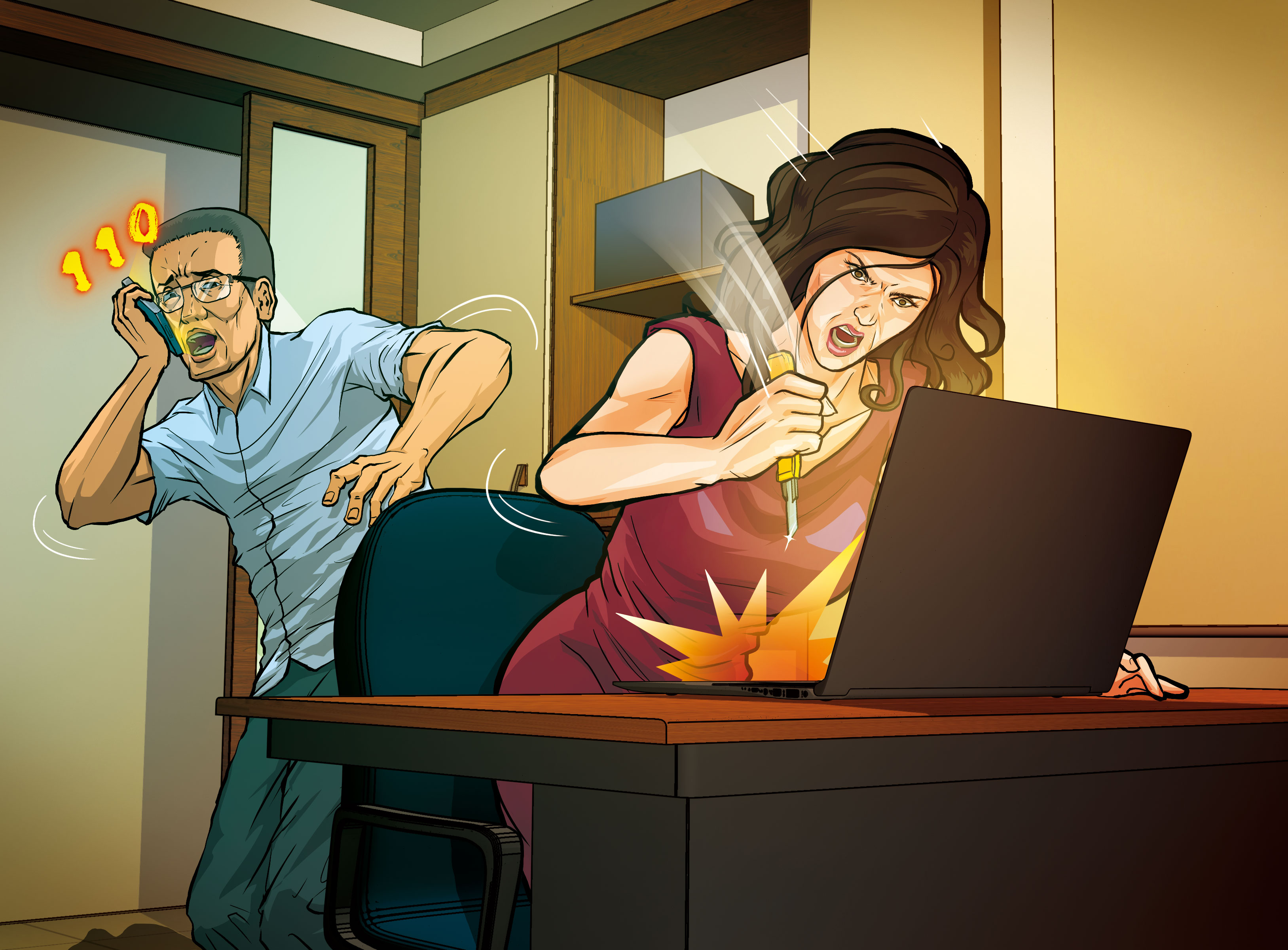 智慧財產法院曾姓法官控妻拿刀砍他的筆電，他訴請離婚一審勝訴。