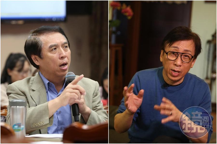 陳學聖（左圖）不滿政府捐千萬片口罩批黑箱，作家苦苓（右圖）則分析現在剩4種人在路上排隊買口罩。（資料照）