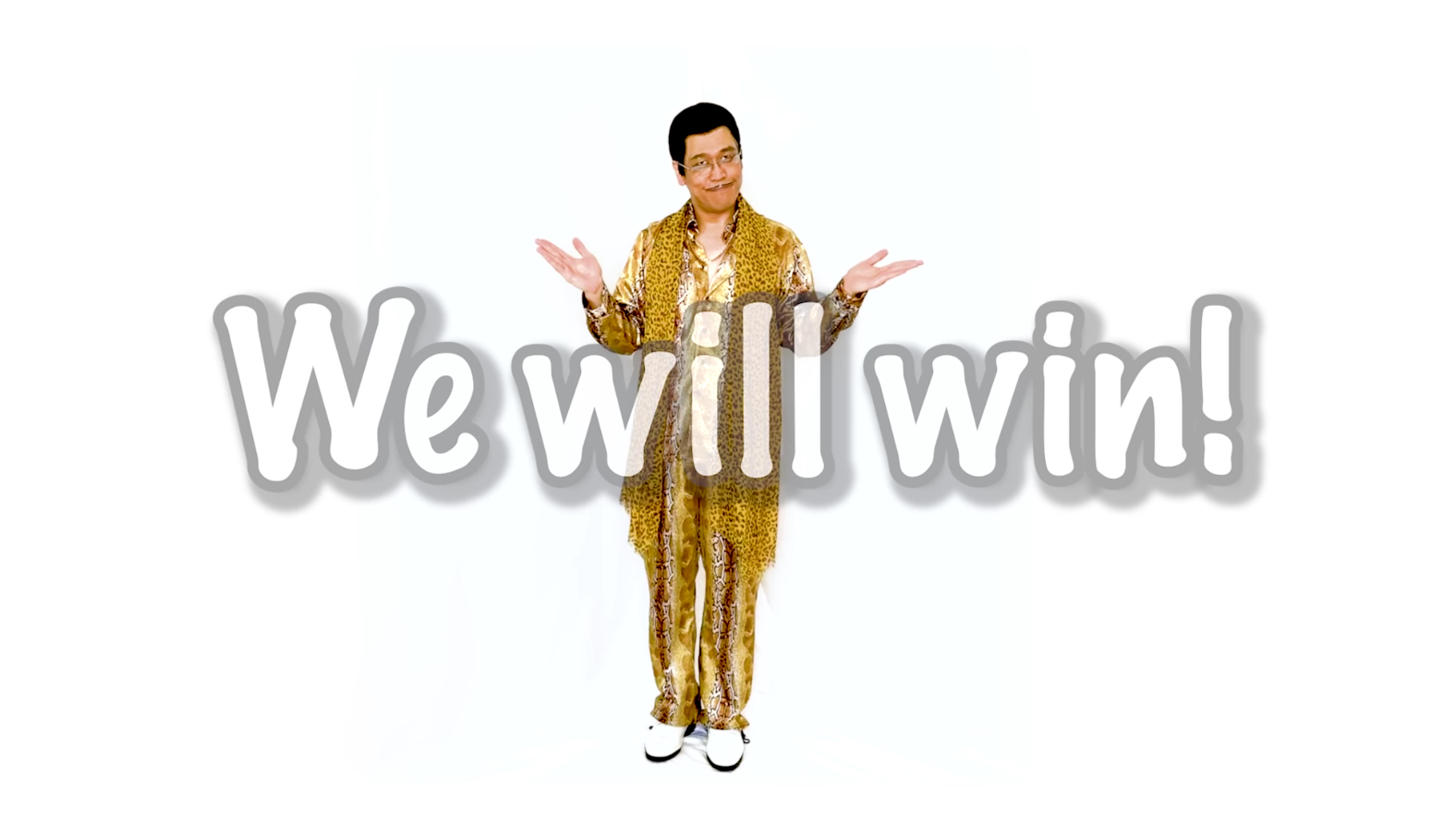 PIKO太郎在〈PPAP 2020〉尾聲唱出「我們會贏的！」（翻攝自影片）