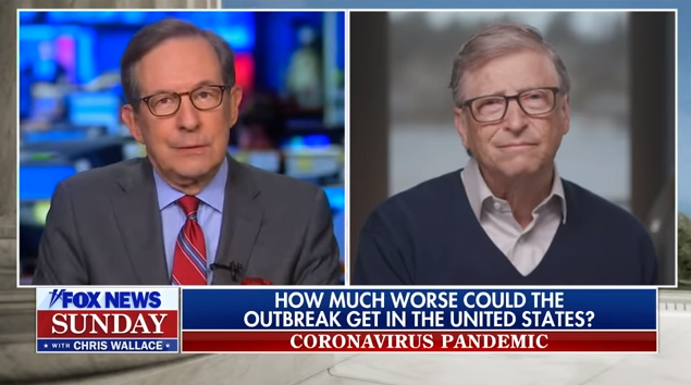 微軟創辦人比爾蓋茲受訪時，提到台灣等國家是防疫模範。（翻攝自Fox News Sunday youtube）