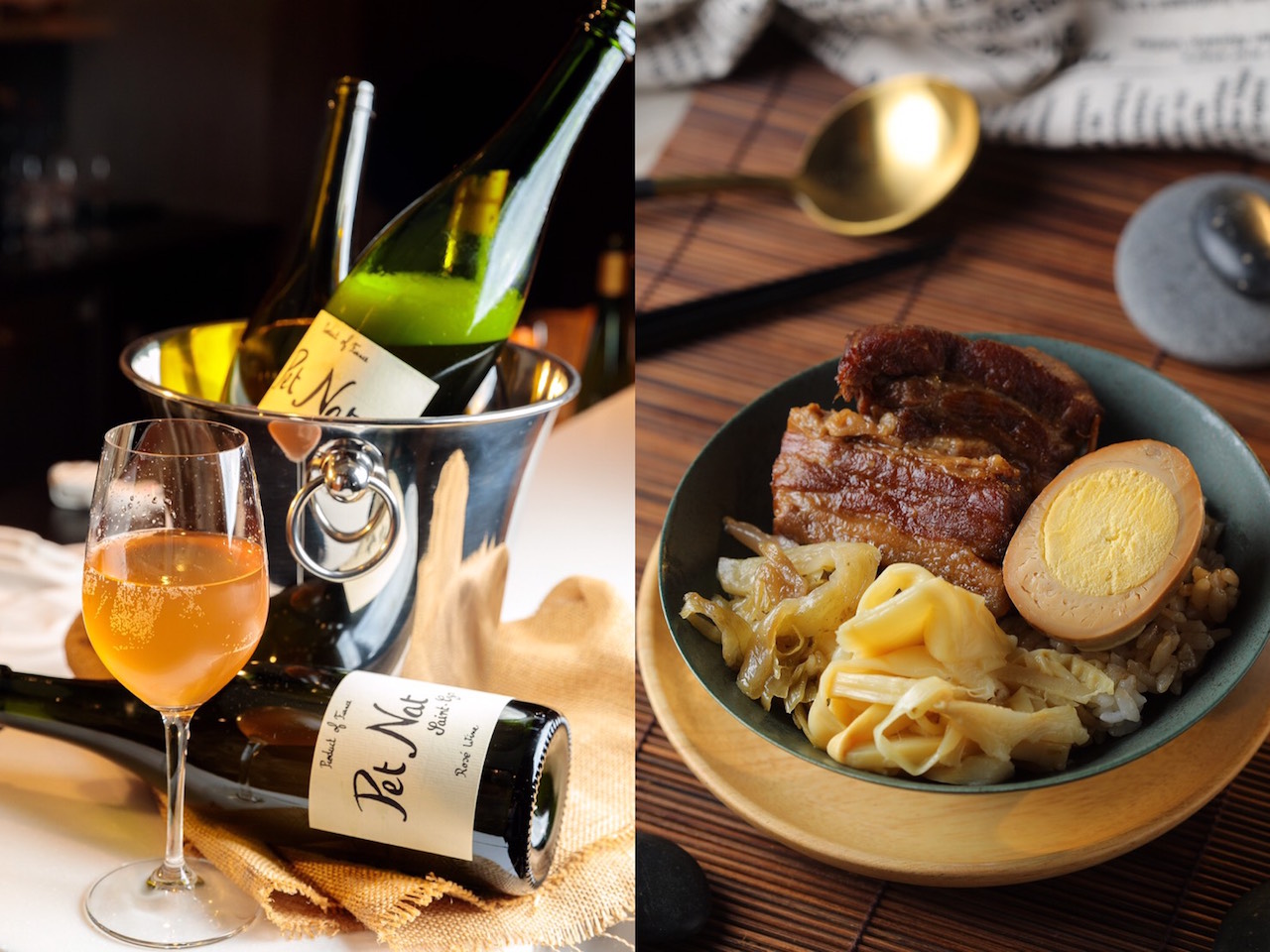 自然酒不走酒界高冷路線，侍酒師Max（林哲緯）為自然酒搭配台中小吃，毫無違和還很對味。