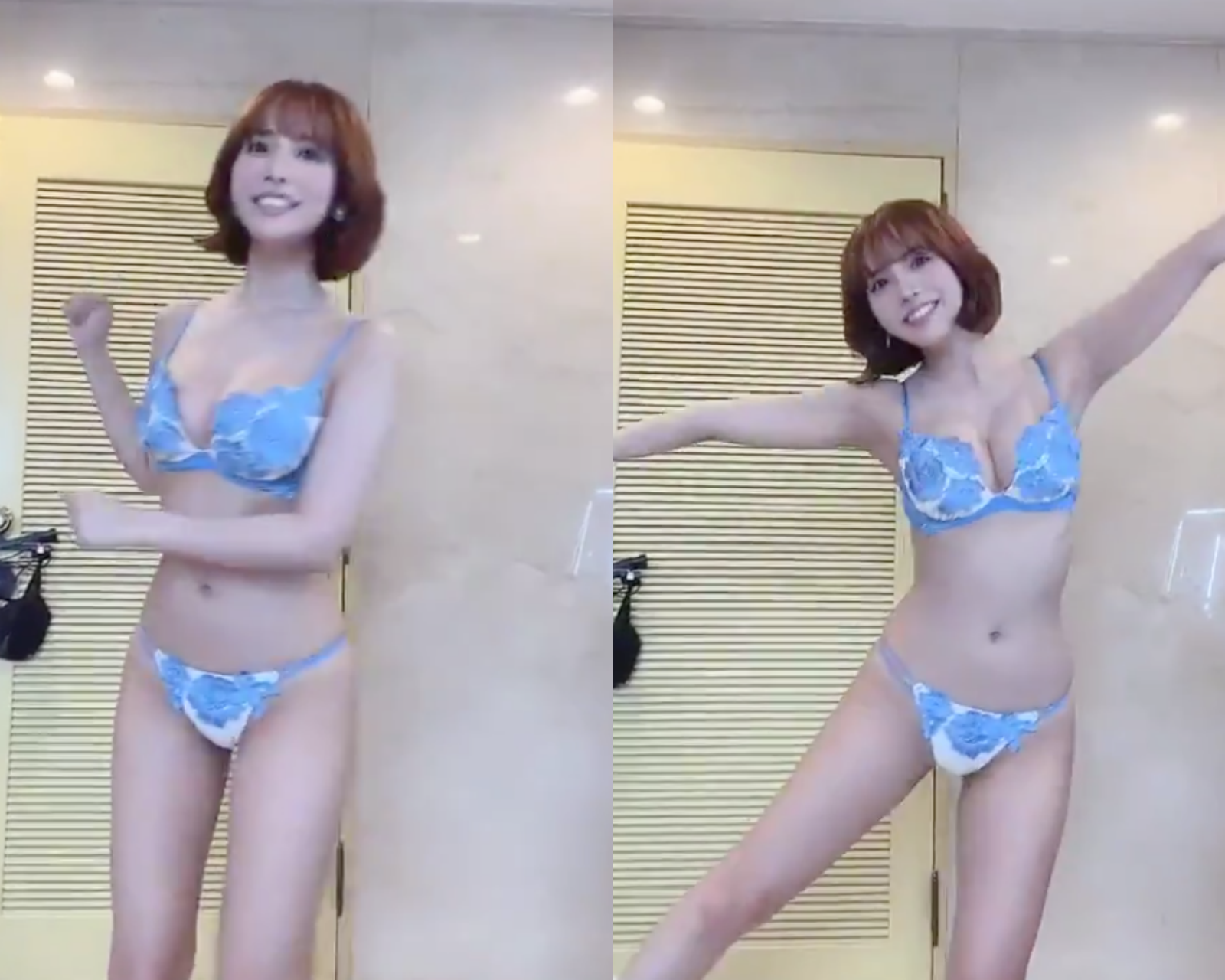 三上悠亞經紀人拍下她穿內衣轉圈圈跳舞的樣子，讓網友看了想暴動。（截圖自影片）