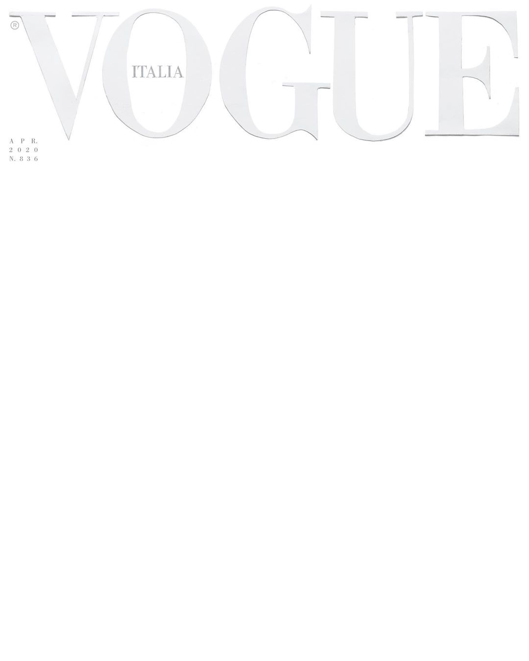 義大利版《VOGUE》決定有史以來第一次印刷全白色封面，原來都和疫情有關。（翻攝IG vogueitalia）