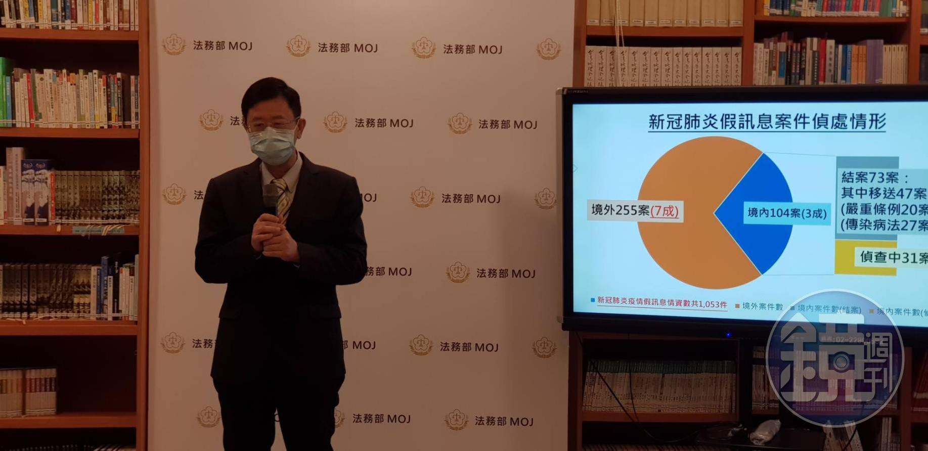 調查局長呂文忠強調，為因應疫情假訊息，成立資安站，至今接獲上千件情資。