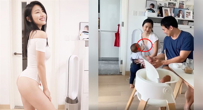 抱兒疑似走光露點，林芊妤再創話題。（翻攝林芊妤臉書）