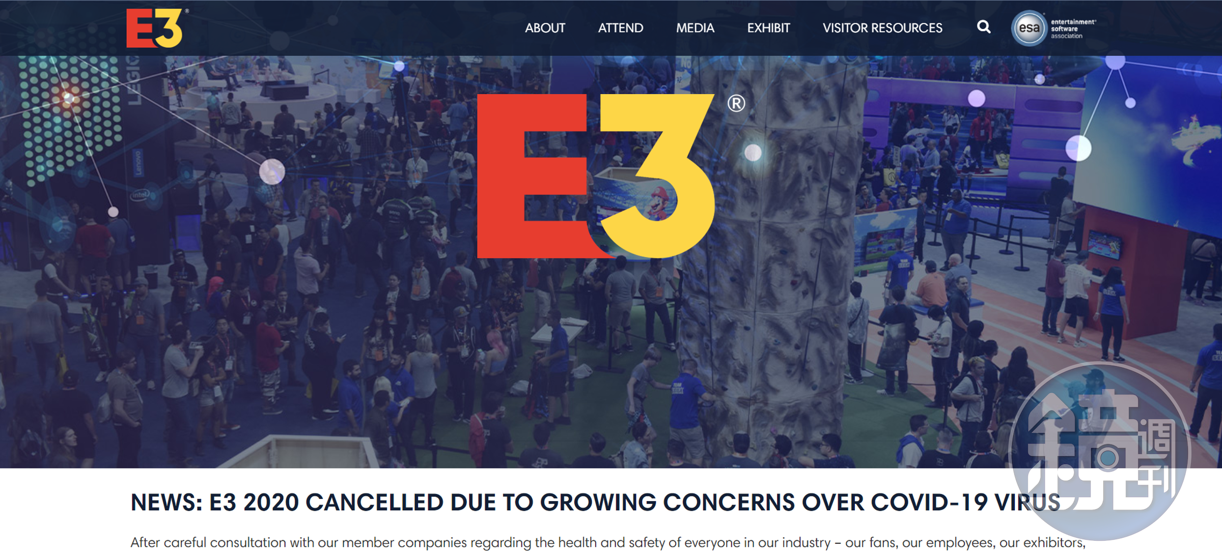 今年的 E3 展全面取消。（翻攝 E3expo 官網）