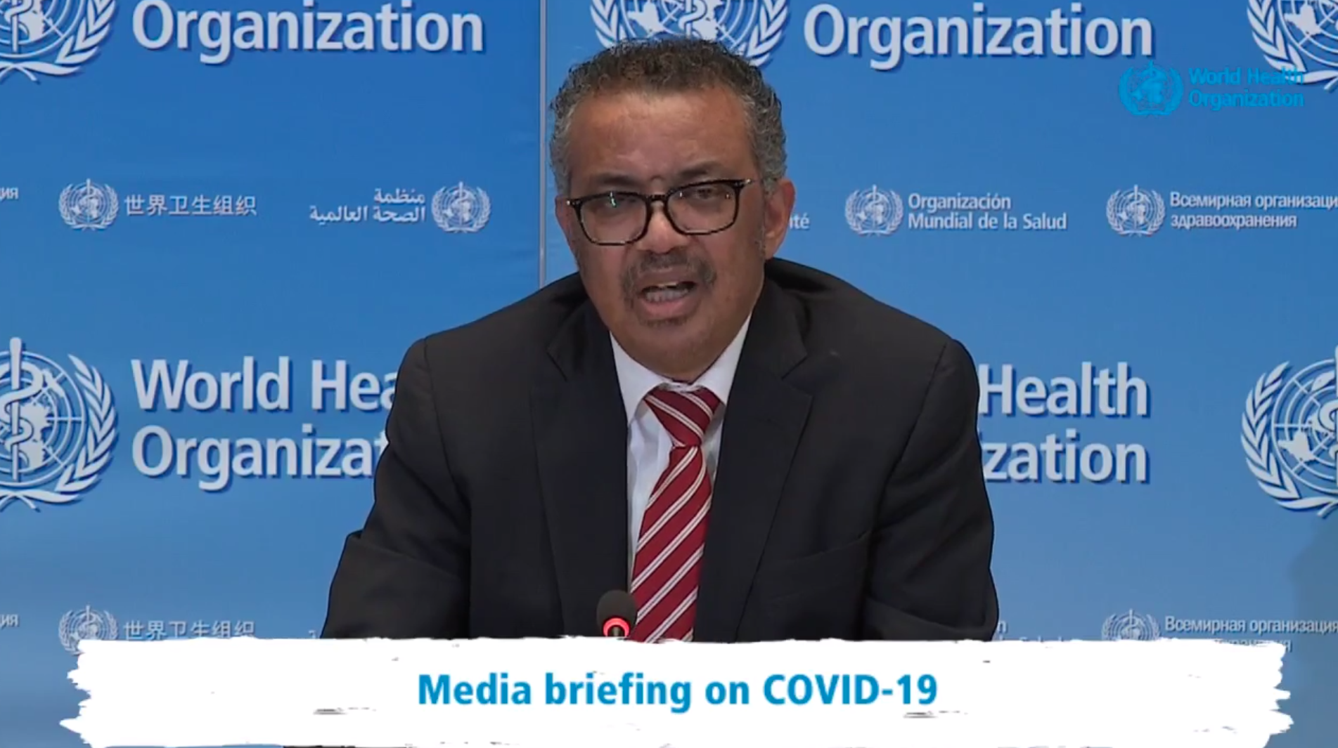 針對疫情控管判斷失衡，世界衛生組織成為眾矢之的，圖為祕書長譚德塞。（翻攝自WHO推特）