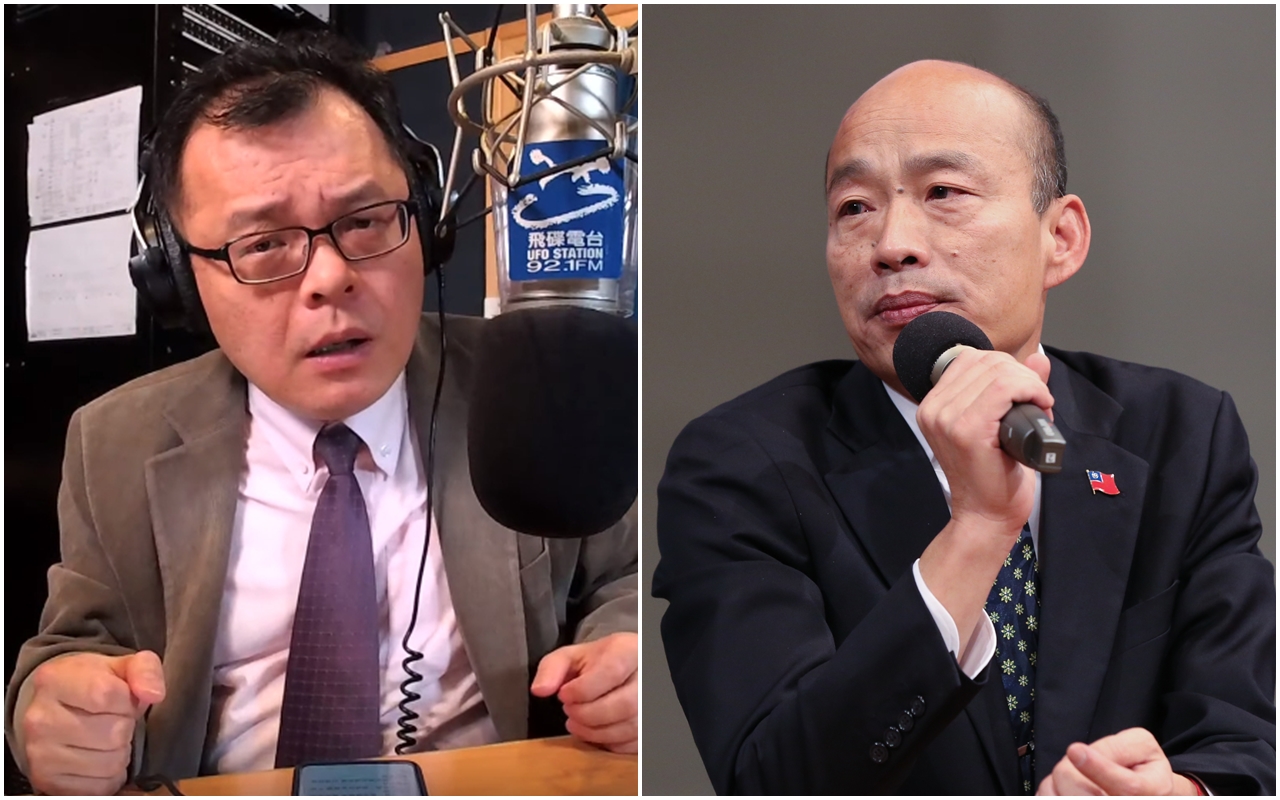 挺韓名嘴陳揮文（左）在廣播節目上預測，韓國瑜（右）訴願跟訴訟都不會贏，更認為韓在2020總統敗選後應「下詔罪己」，從自己開始檢討。（翻攝自YouTube／本刊資料照）