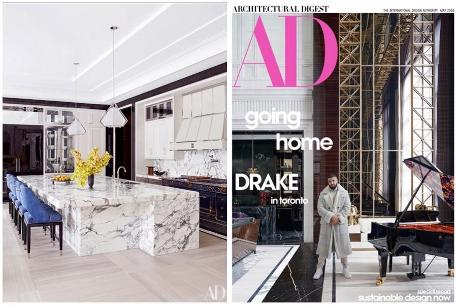 德瑞克登上《Architectural Digest》雜誌，還把MV拍成豪宅開箱影片給大家看。（翻攝自Architectural Digest官方推特）