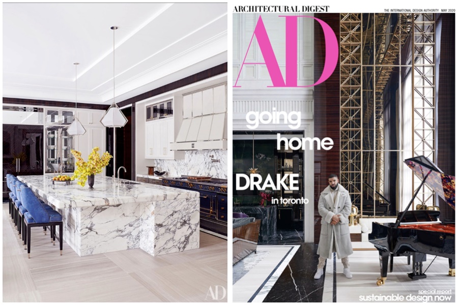 德瑞克登上《Architectural Digest》雜誌，還把MV拍成豪宅開箱影片給大家看。（翻攝自Architectural Digest官方推特）