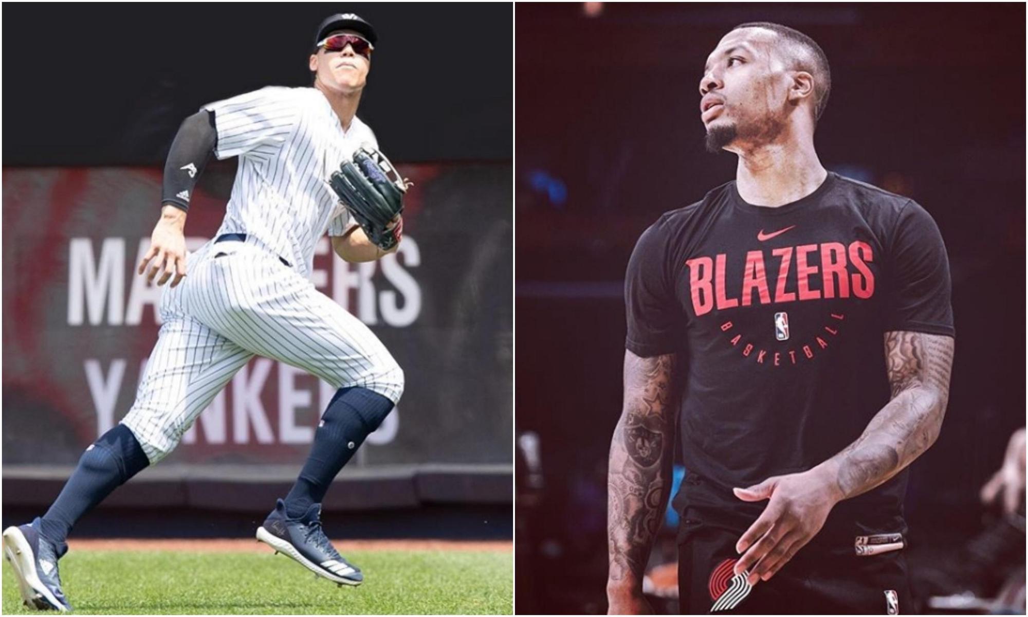 賈吉(左)被小李(右)稱讚是「下一個基特」。(翻攝自Aaron Judge、Damien Lillard Instagram)