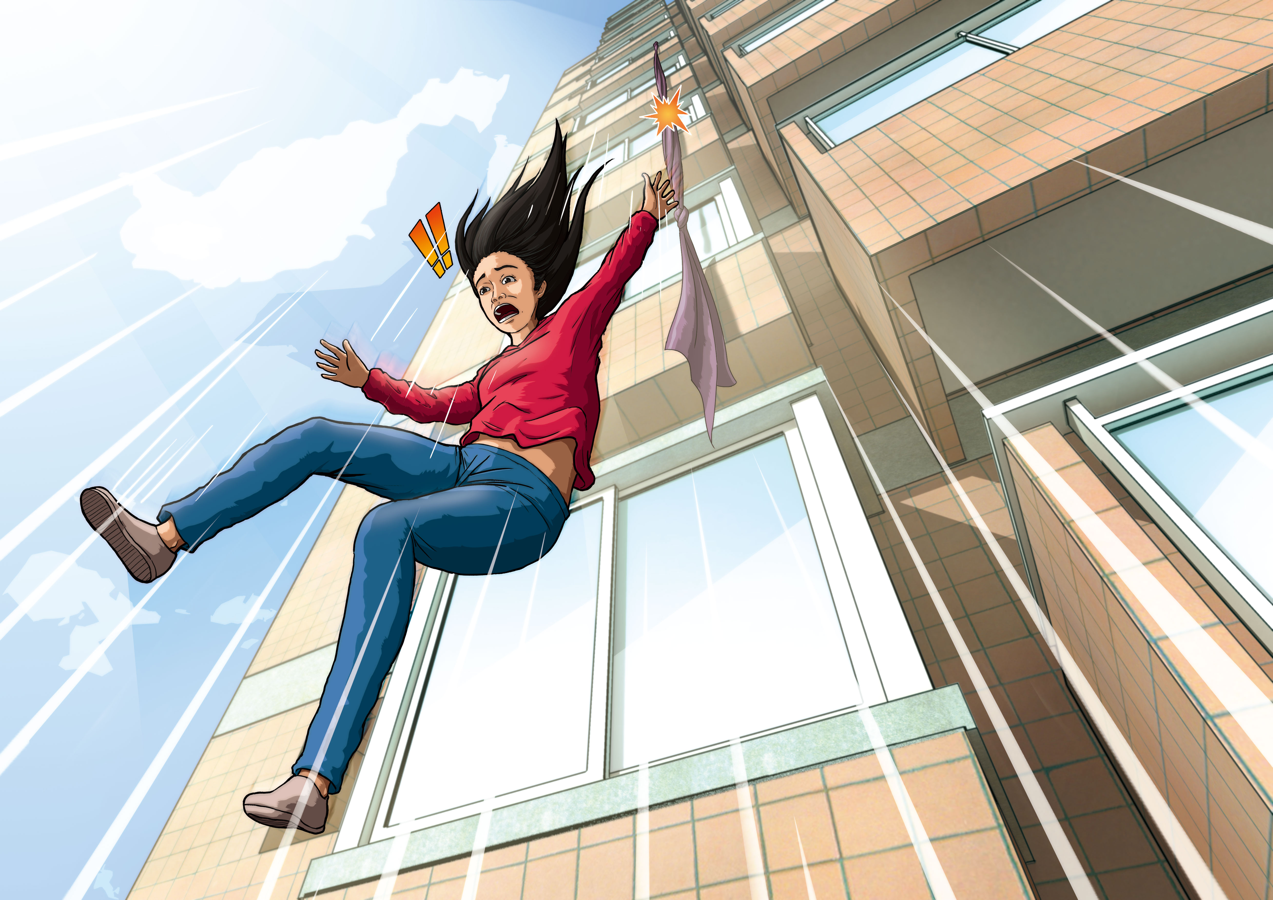 被綁架的吳女把棉被當成繩索，打算從窗戶脫逃，結果不慎摔死。