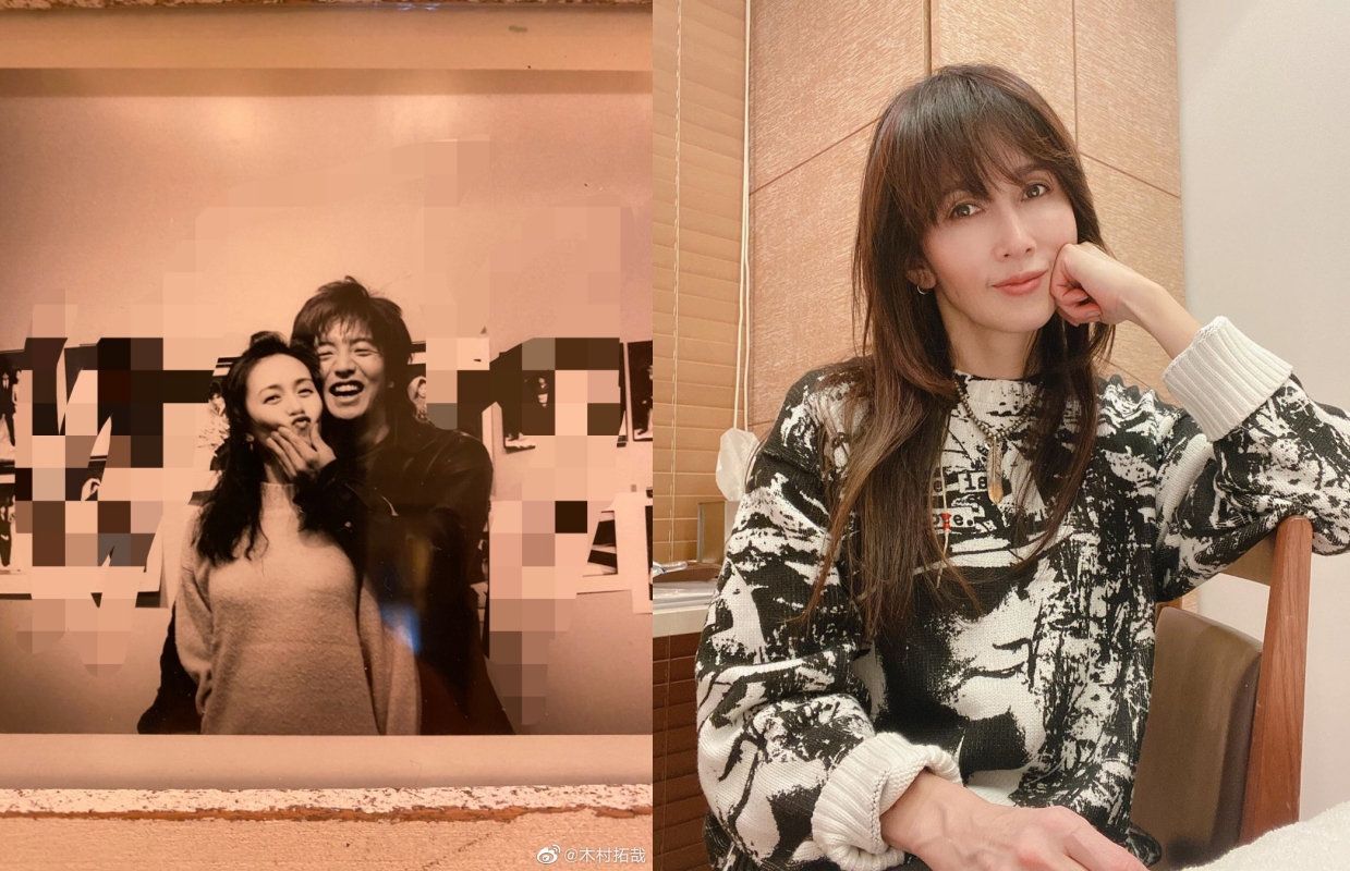 木村拓哉公開他與老婆工藤靜香結婚20年以來第一張合照。（左翻攝木村拓哉微博，右翻攝工藤靜香IG）