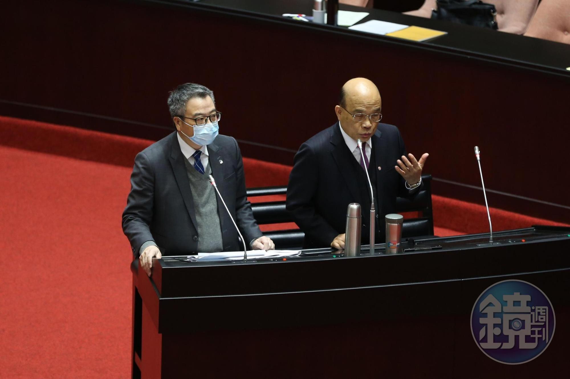 行政院長蘇貞昌在立法院答詢。