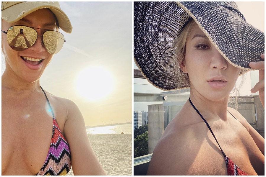 天后李玟在社交網站大秀火辣泳裝照， 網友大喊流鼻血。（翻攝自李玟IG）