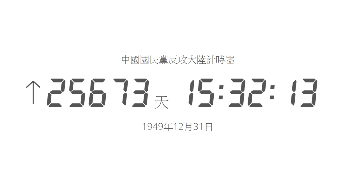 網友製作「中國國民黨反攻大陸計時器」反酸國民黨口號無法實現。（翻攝自鬧鐘線上）