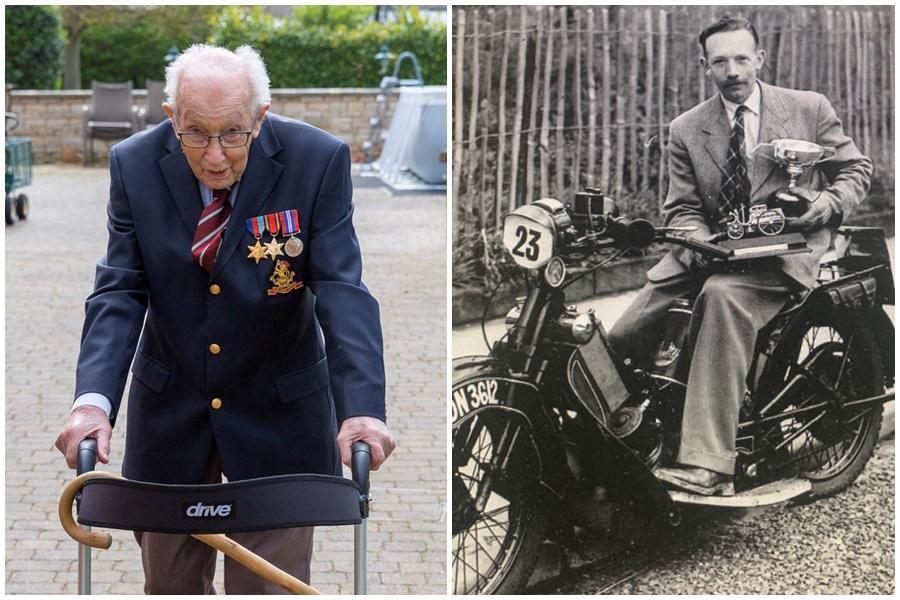 現年99歲的二戰退役老兵湯姆摩爾,發起在自家花園繞行100圈的募款,獲得熱烈響應。(翻攝自justgiving.com)