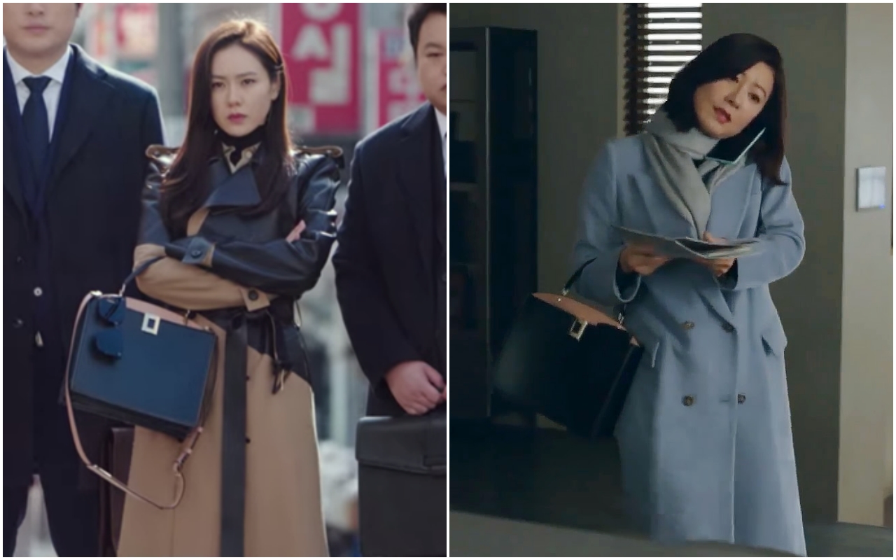 同一款Roger Vivier方型手提肩背包So Vivier，到底是孫藝真好看？還是金喜愛？（迪生提供）