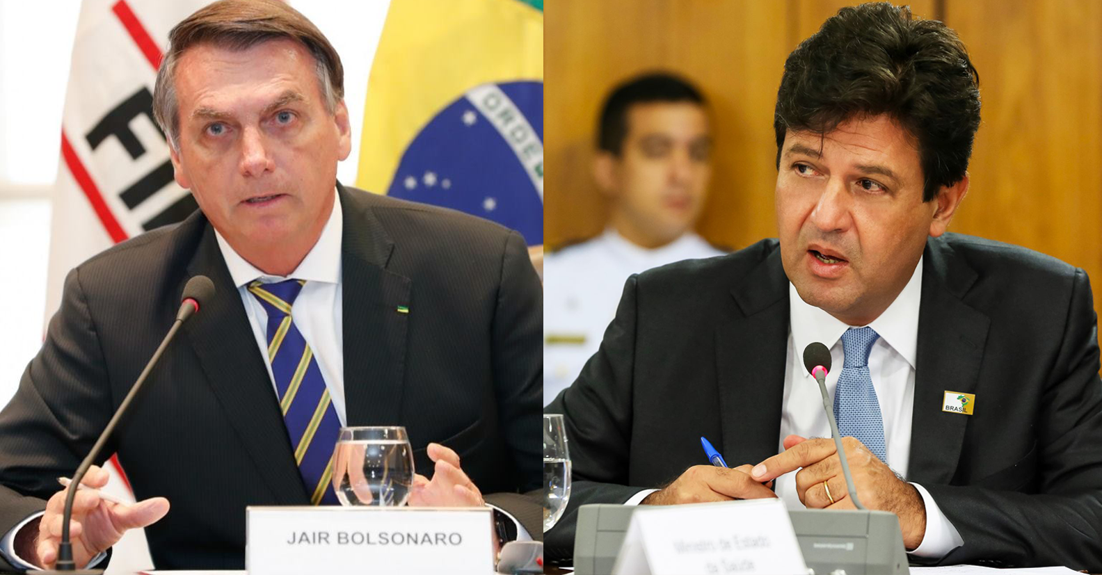 巴西總統波索納洛（左）與衛生部長曼德塔（右）防疫不同調。（翻攝自Jair Messias Bolsonaro、Henrique Mandetta臉書）