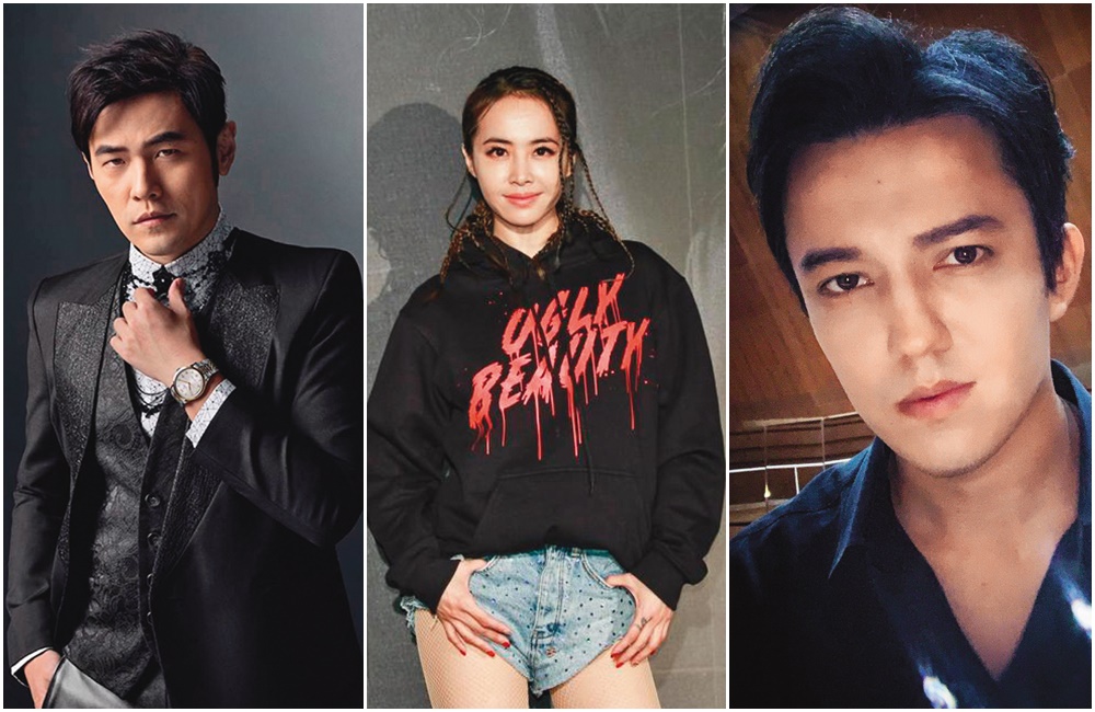 周杰倫（左起）的歌迷會曾遭詐騙集團利用名義詐財，蔡依林和哈薩克男歌手迪瑪希的後援會都曾引發爭議。（翻攝自周杰倫臉書、迪瑪希微博）