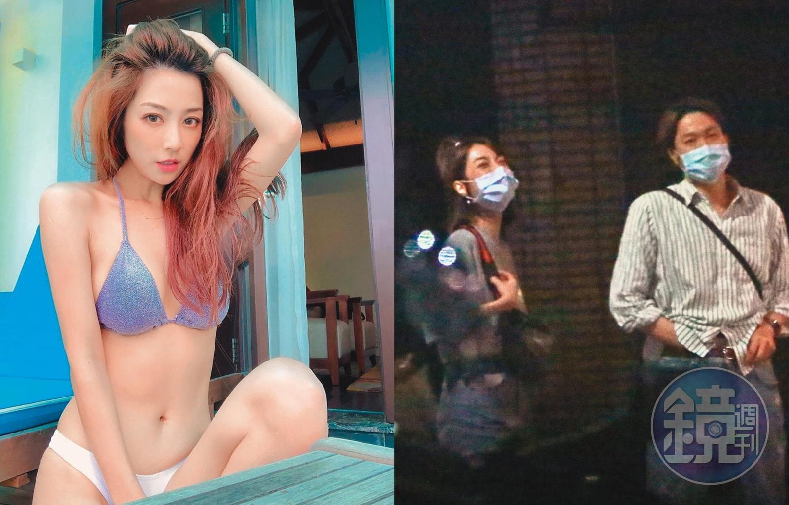 前強辯樂團主唱黃少谷(右圖右)熱戀天氣女孩林采薇(右圖左、左圖),與友人群聚夜宵到半夜近2點離開。(左圖翻攝自林采薇IG)