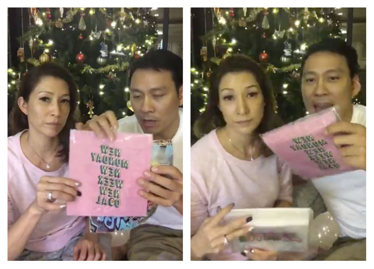 李詠嫻與艾力克斯在臉書上直播，大誇瘋狂小袋環保又抗菌，李詠嫻更說所有媽媽都會愛死。（翻攝自李詠嫻臉書）