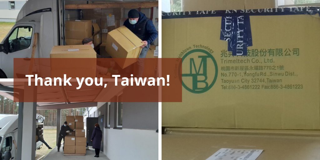 立陶宛外交部長林克維丘斯以繁體中文在推特上感謝台灣援助口罩。（翻攝Linas Linkevicius推特）