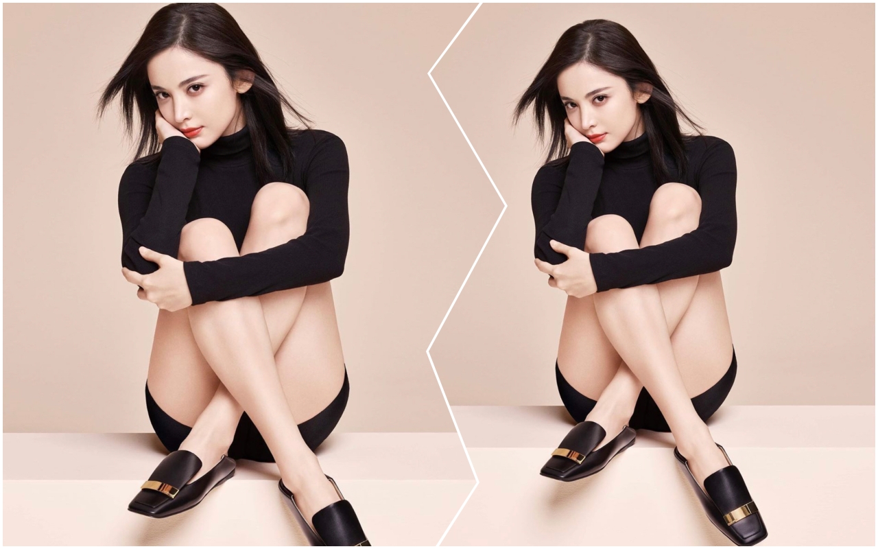 Sergio Rossi首位亞洲代言人古力娜札穿著經典平底鞋演繹品牌時尚大片。NT$23,000。（Sergio Rossi提供）