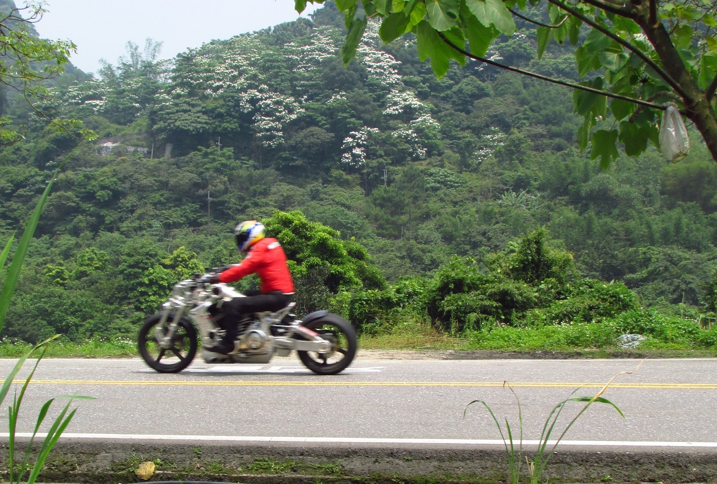 北106縣道經常可見騎重機及自行車的遊客。