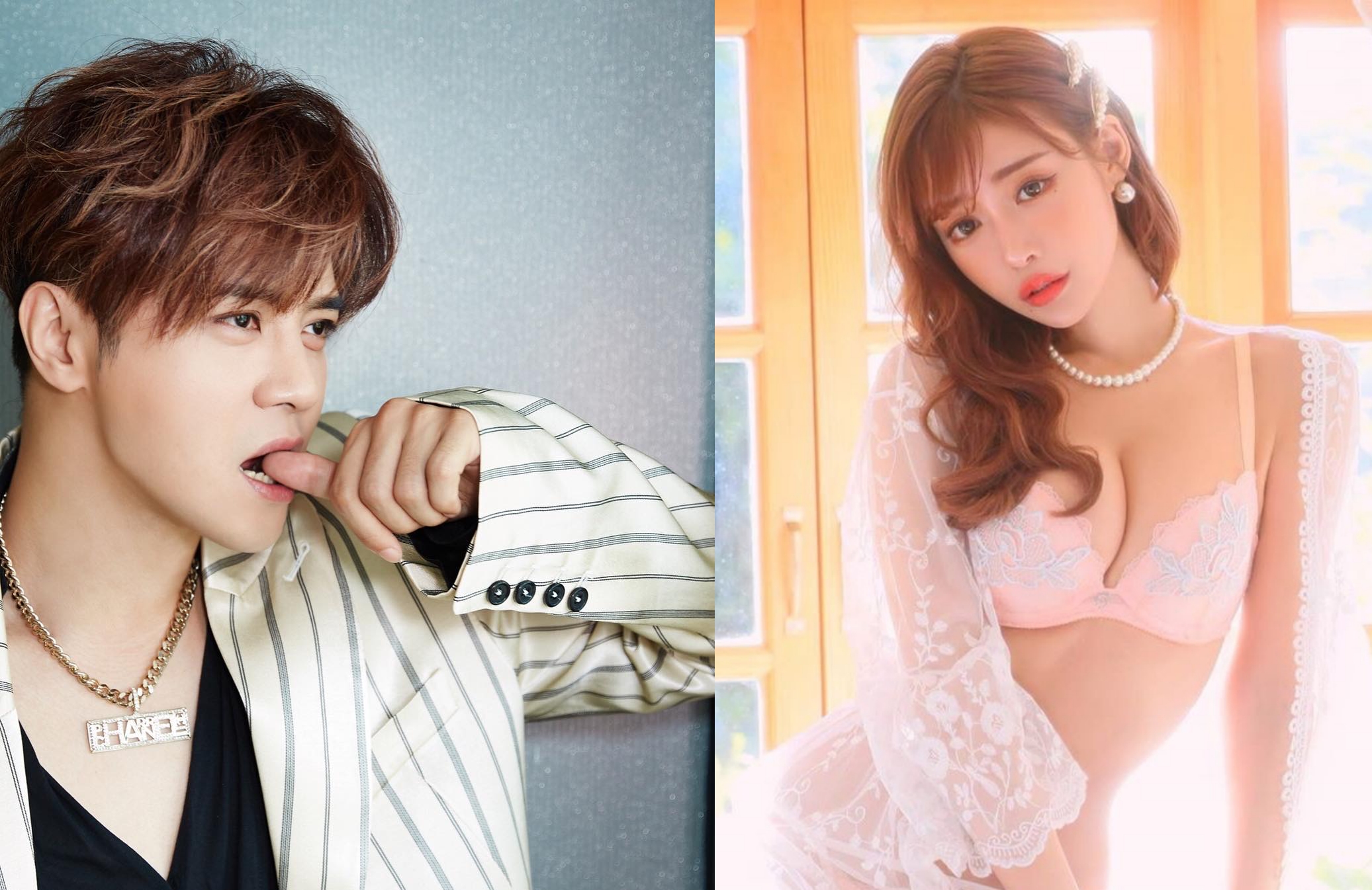 羅志祥被爆私生活混亂，明日花綺羅在微博撇關係。（翻攝羅志祥、明日花綺羅微博）