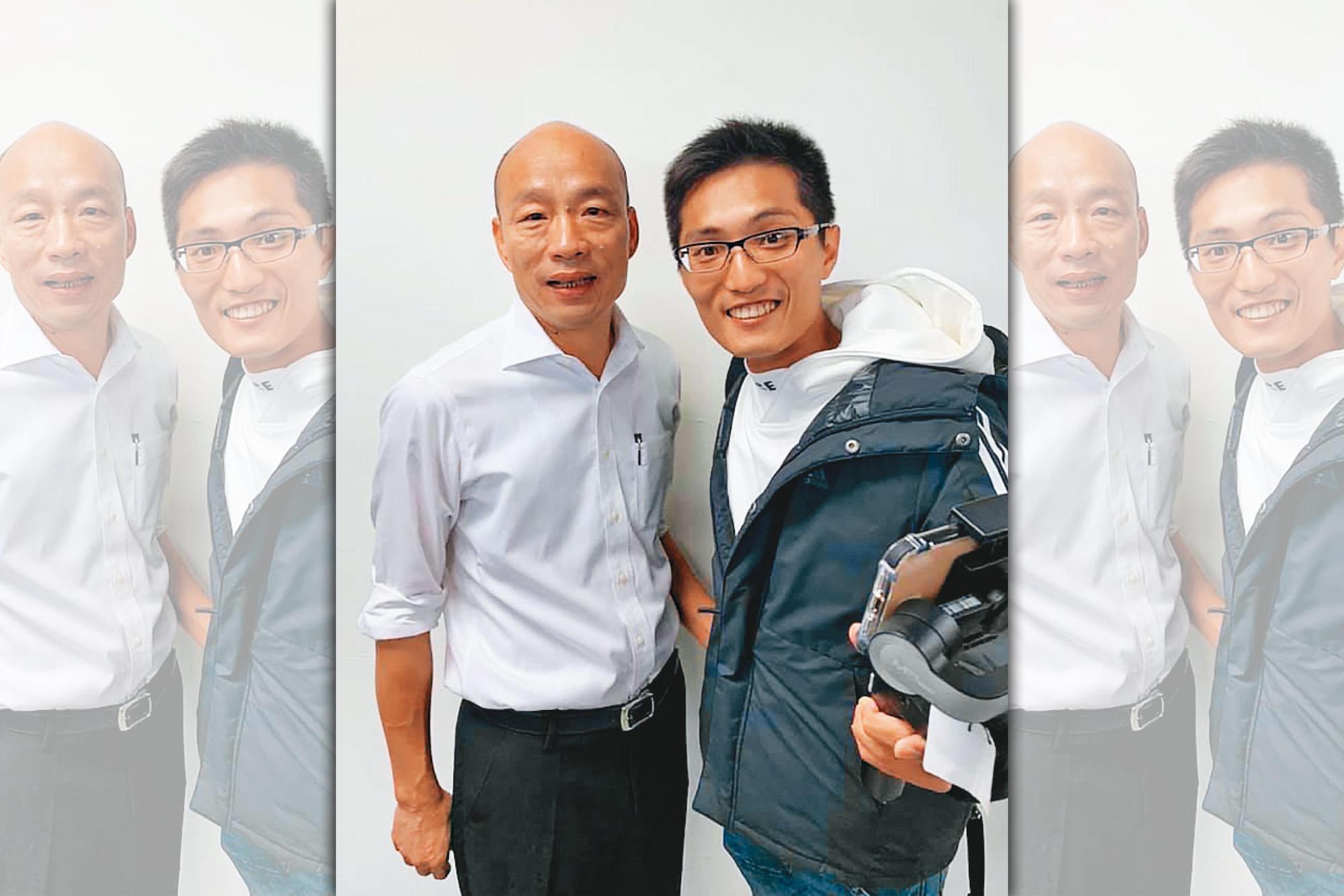 韓國瑜（左）競選總統時的青年軍總召陳品宏（右），遭韓粉指控吸金斂財。（翻攝陳品宏臉書）