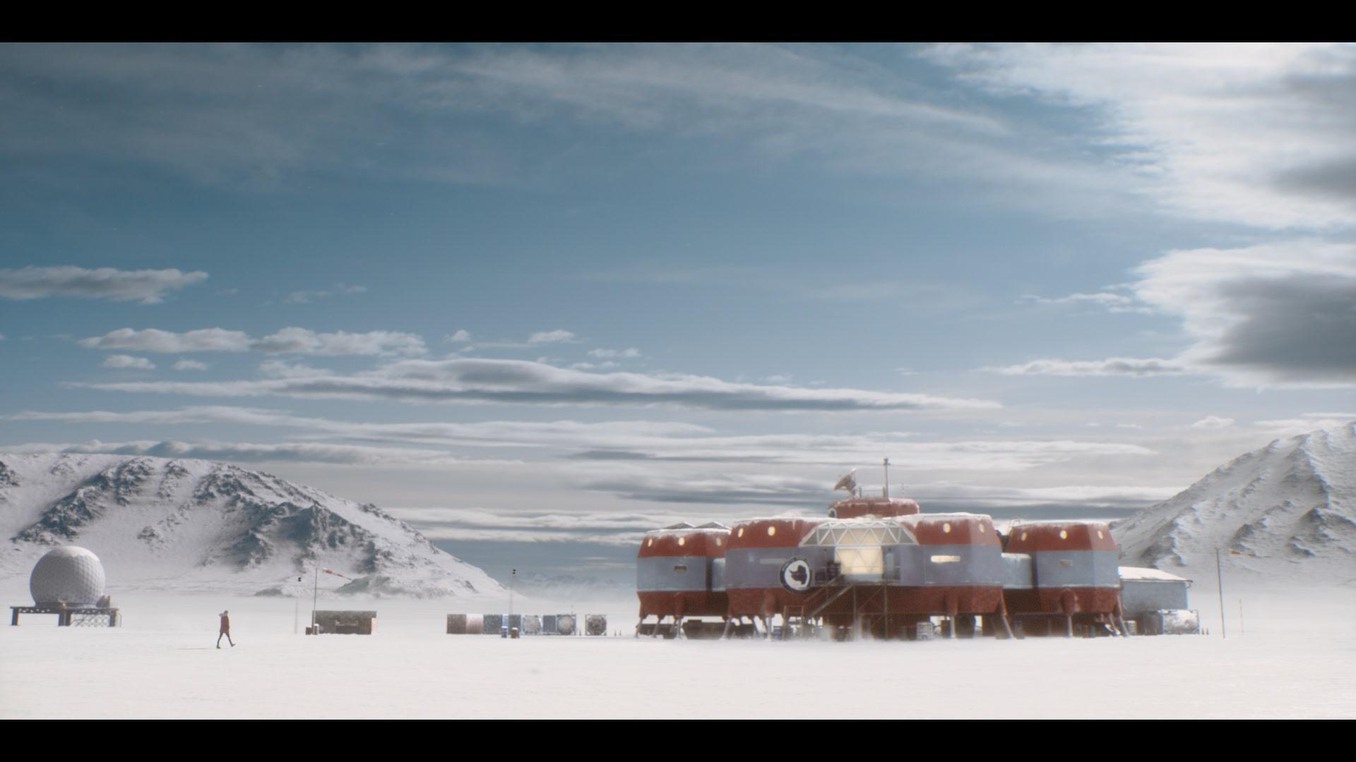 《極地闇殺》劇組在600坪大的攝影棚打造北極星六號研究站。（WarnerMedia提供）