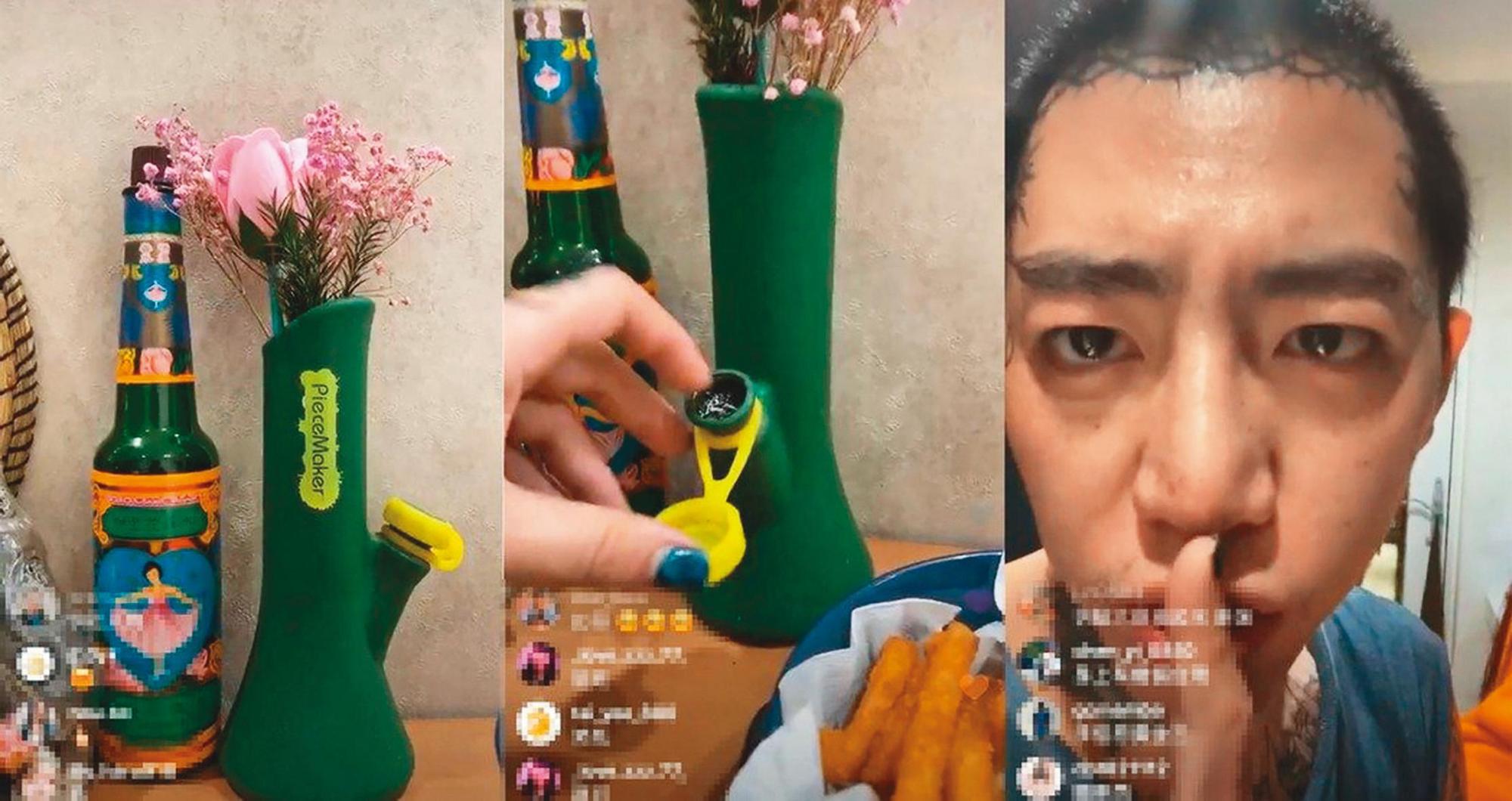 謝和弦開直播介紹大麻吸食器,遭到父兄強制送醫。(翻攝自謝和弦IG)