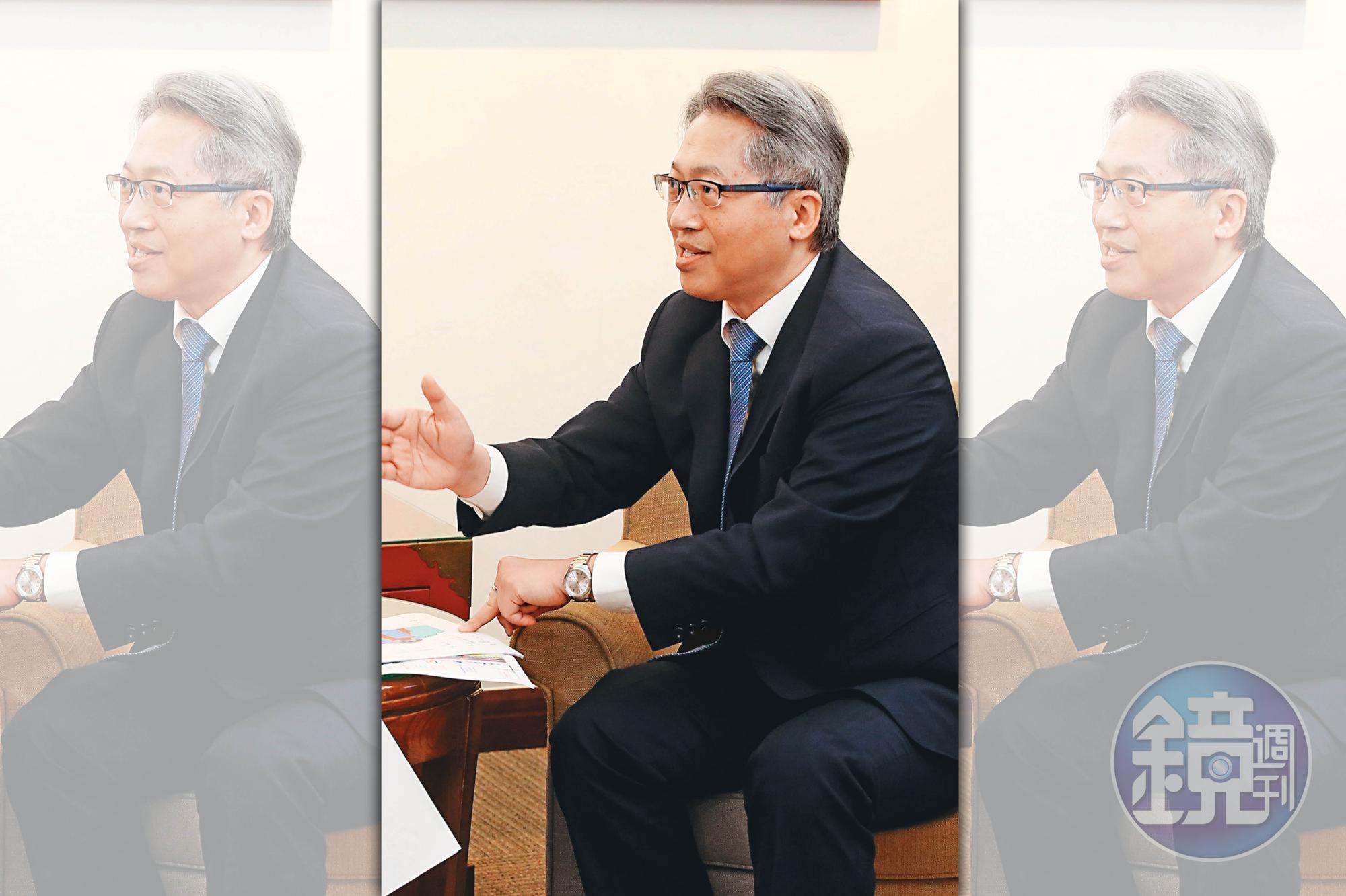 廖俊智拿出與院內統計所合作的最新研究圖表向本刊記者解說，必須持續掌握、分析病毒演化的趨勢，才能對症下藥。
