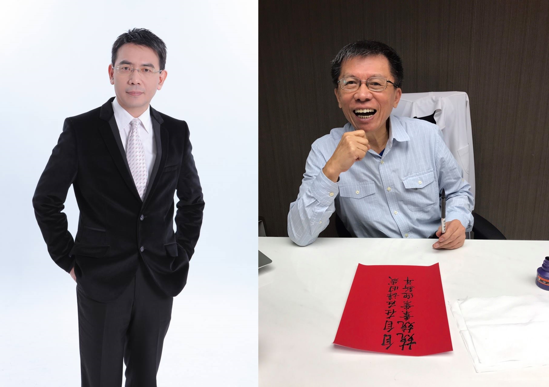 名嘴與談話性節目主持人紛紛發表「周揚情變」看法，雖然不是娛樂專業但也有賺到通告費。（合成圖，翻攝自劉寶傑、沈富雄臉書）