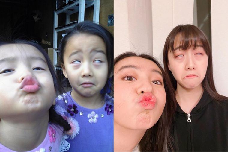 心美則回以與光希重現童年時鬼臉的搞笑照，答謝妹妹與粉絲們。（木村心美IG）