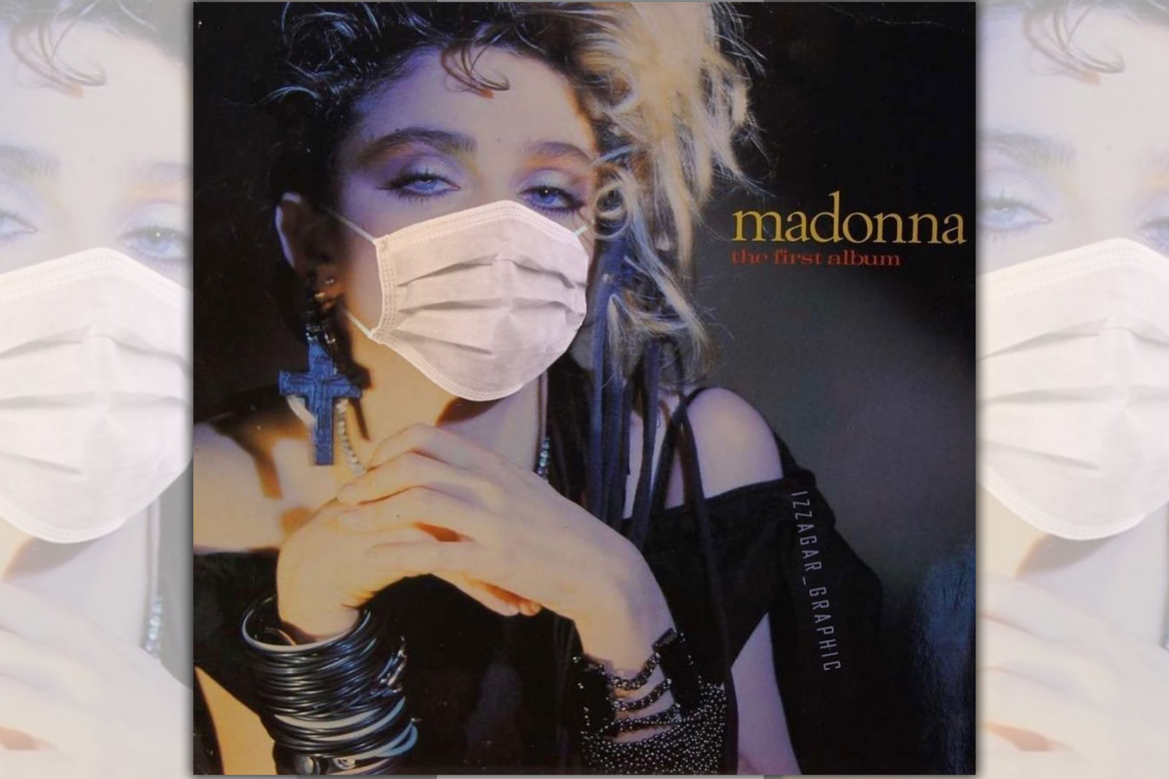 瑪丹娜之前將自己的舊唱片封面P上口罩，如今卻宣稱自己體內已有了「抗體」，因此有恃無恐打算出門兜風。（瑪丹娜IG）