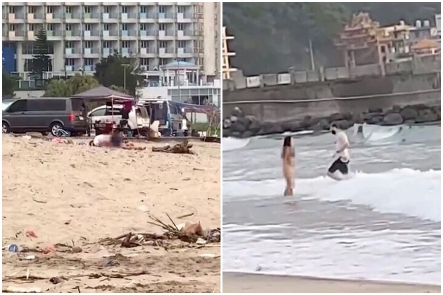 昨（3日）網路瘋傳萬里某海邊處活春宮。（翻攝自畫面）